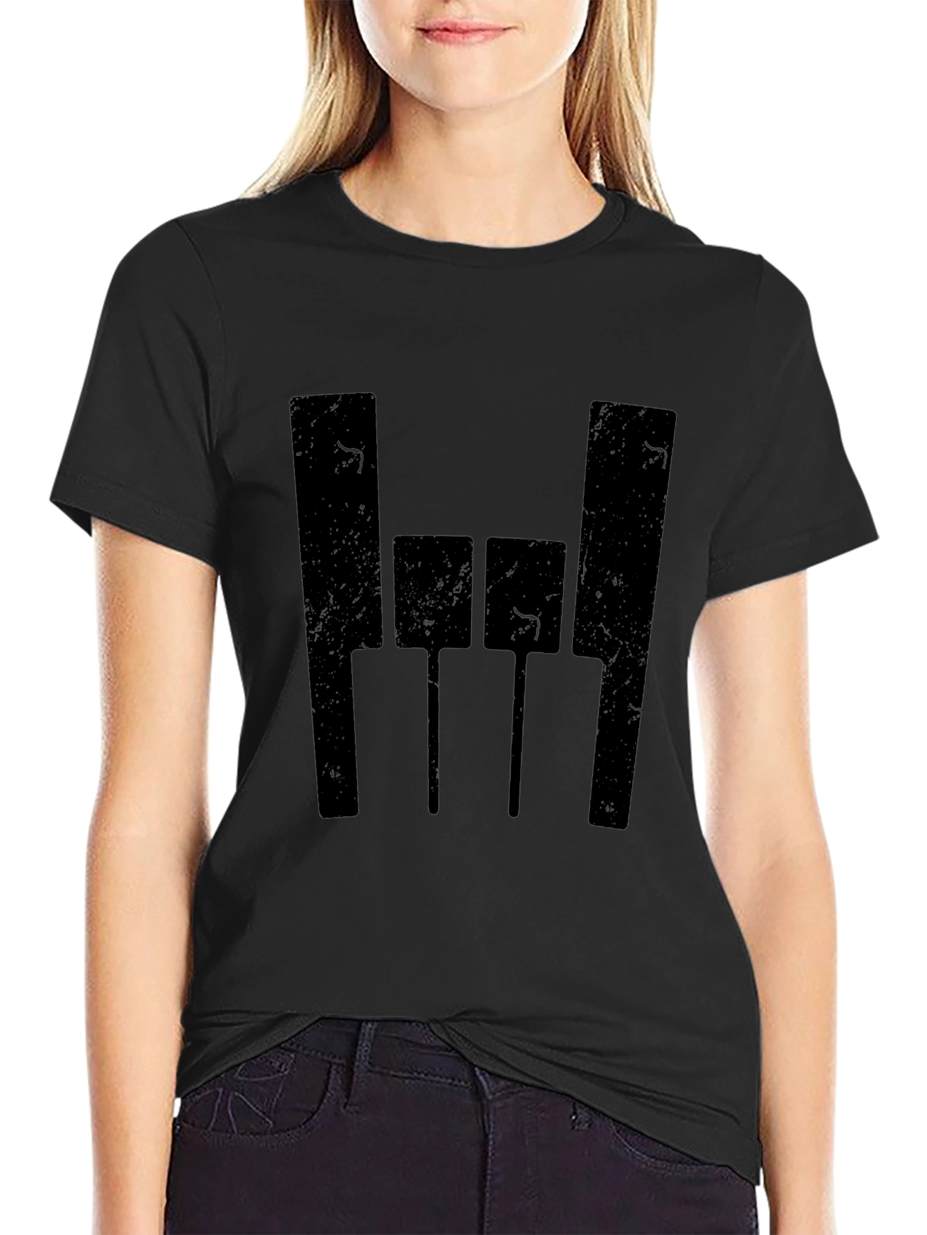 Black T-Shirt with Abstract Graphic Design