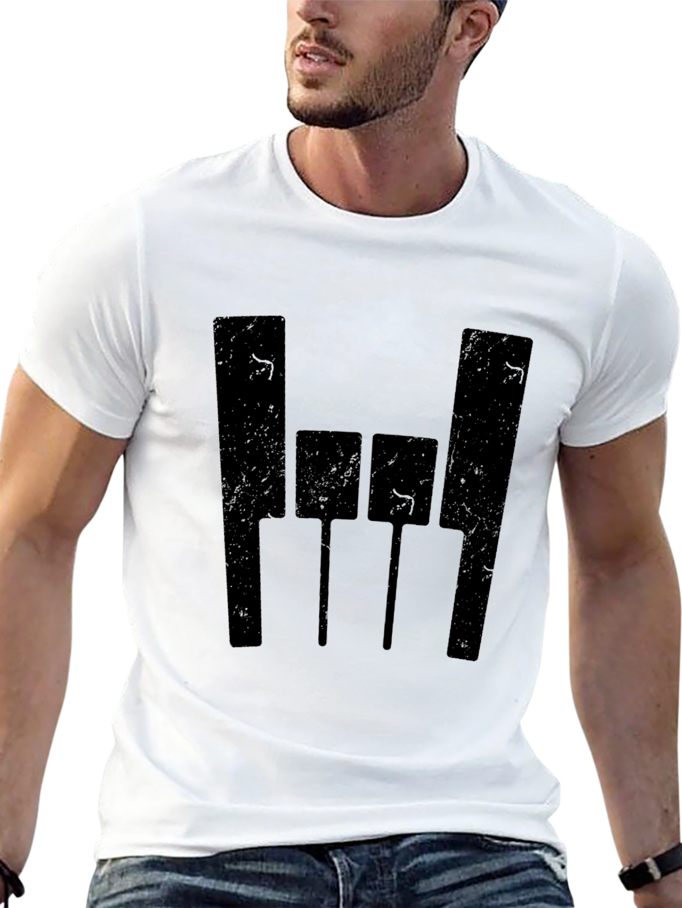Black T-Shirt with Abstract Graphic Design