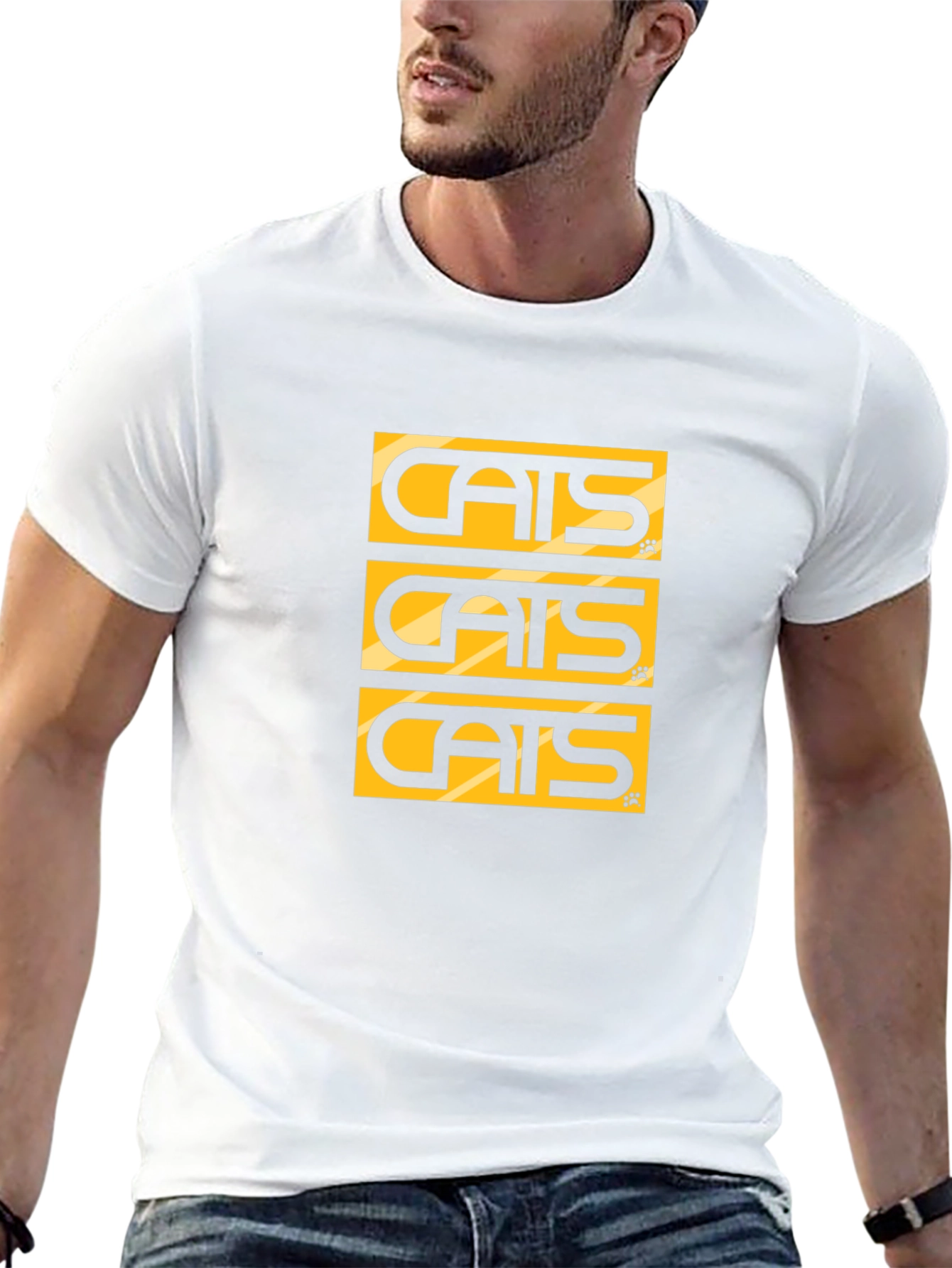 Cats Graphic Tee - Black Cotton Blend T-Shirt