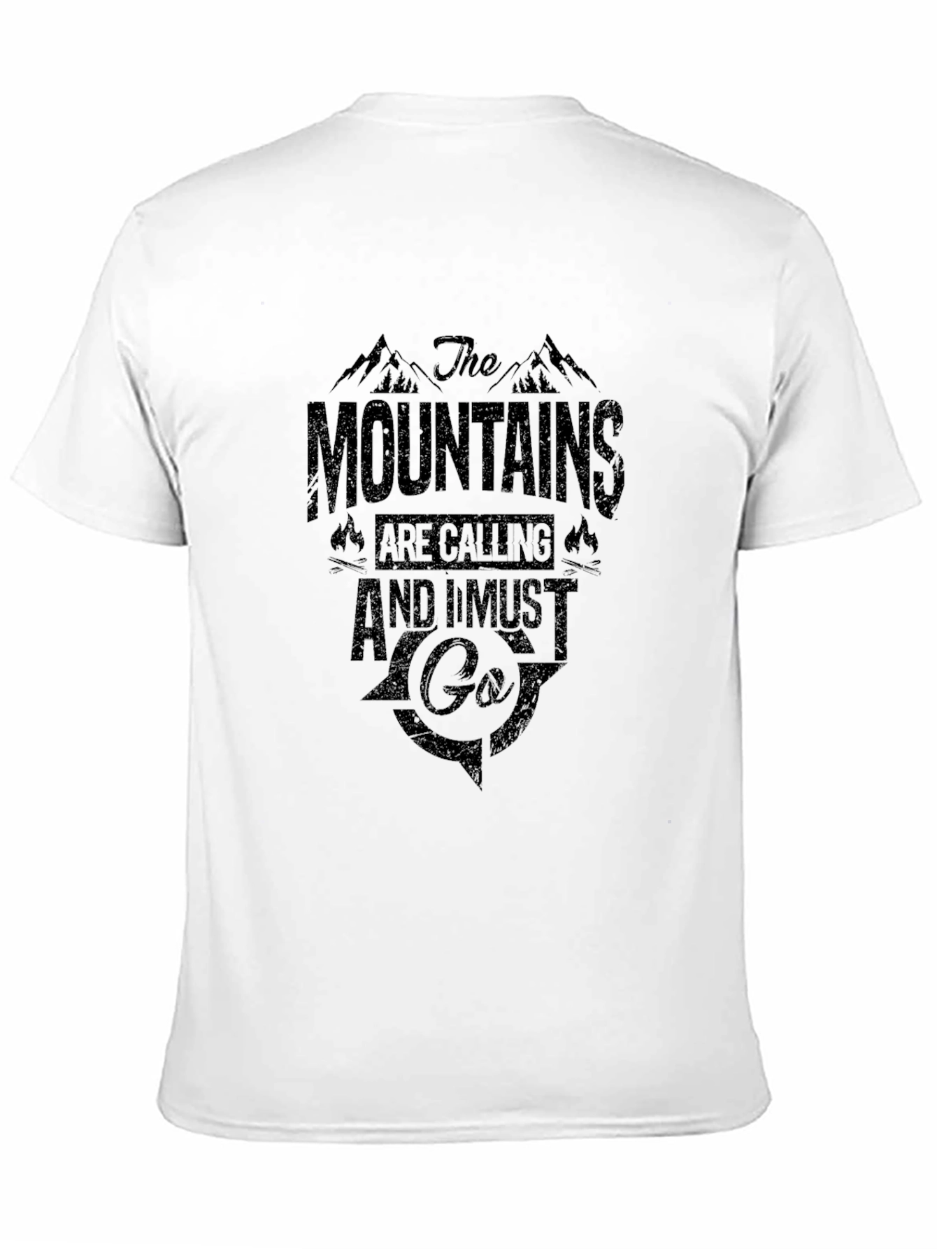 Mountains Calling Graphic Tee - Black Cotton T-Shirt