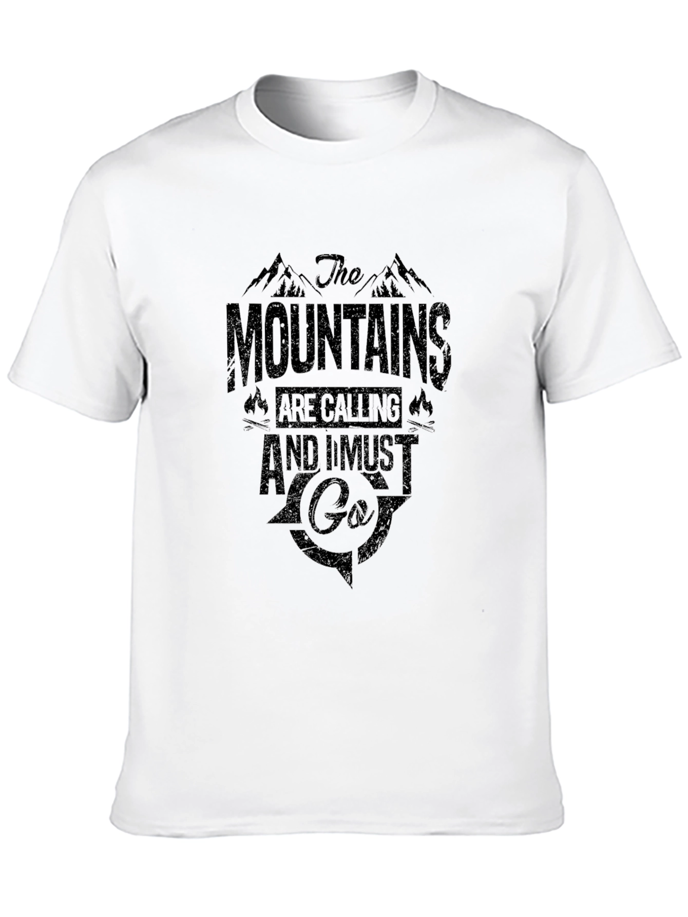 Mountains Calling Graphic Tee - Black Cotton T-Shirt