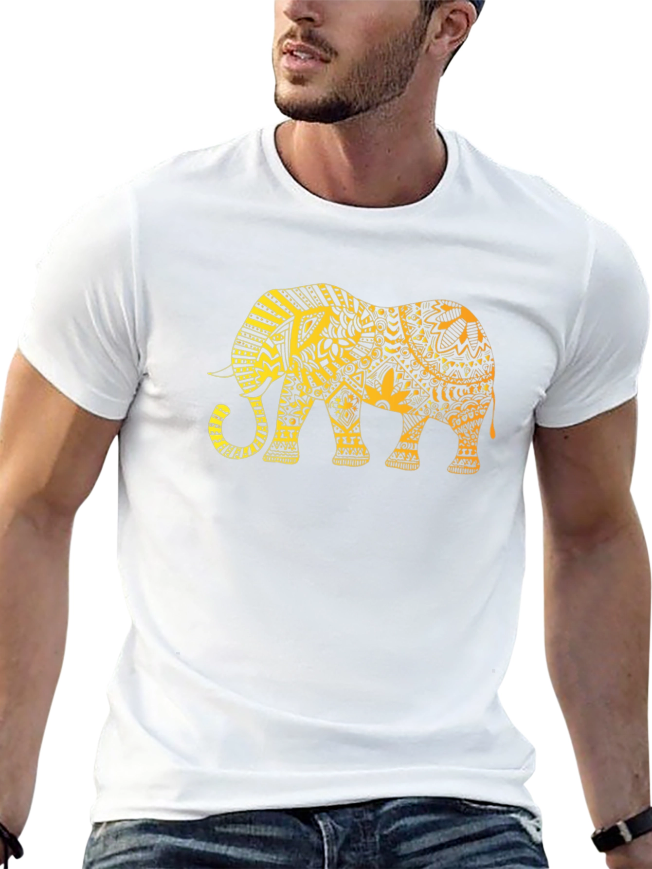 Elephant Graphic Tee - Trendy Mens Black T-Shirt