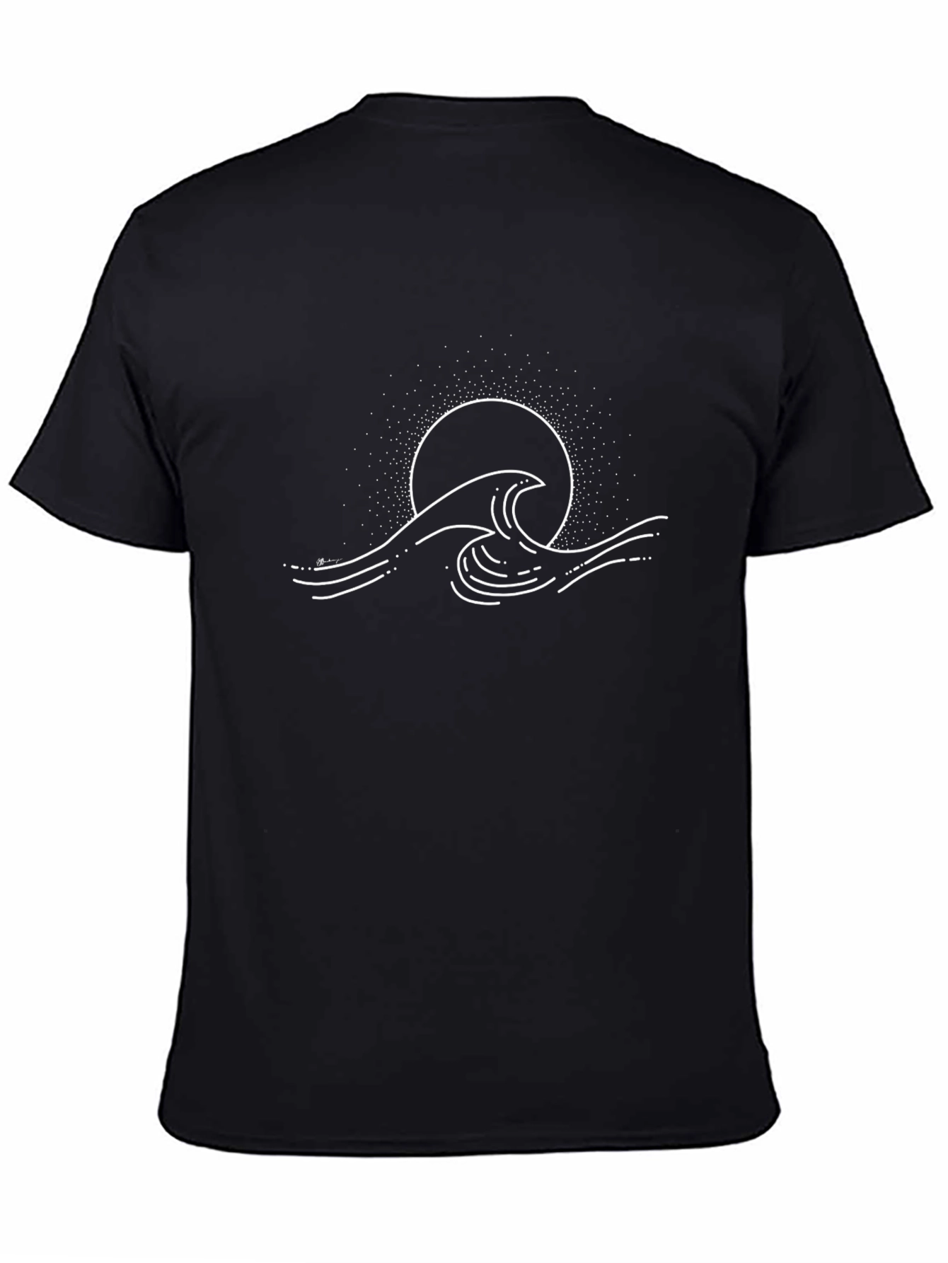 Mens Black Wave Design T-Shirt