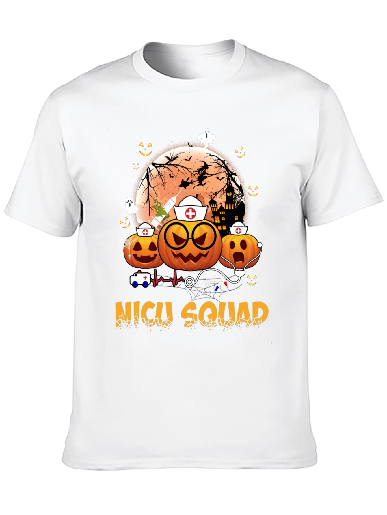 NICU Squad Halloween Nurse Pumpkin T-Shirt