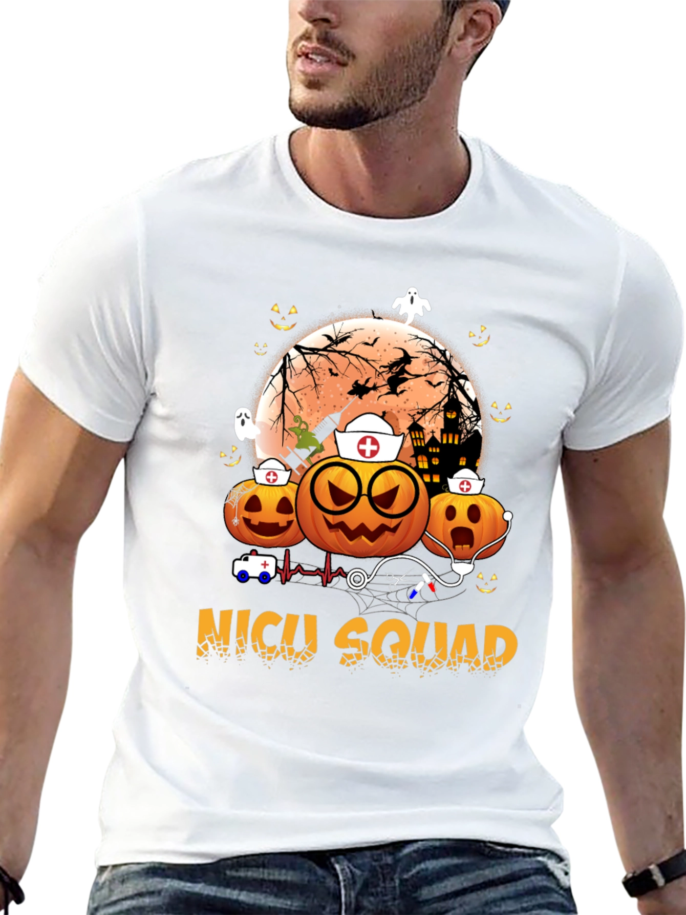 NICU Squad Halloween Nurse Pumpkin T-Shirt