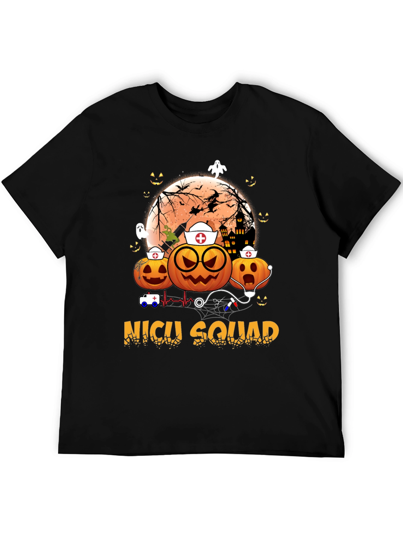 NICU Squad Halloween Nurse Pumpkin T-Shirt