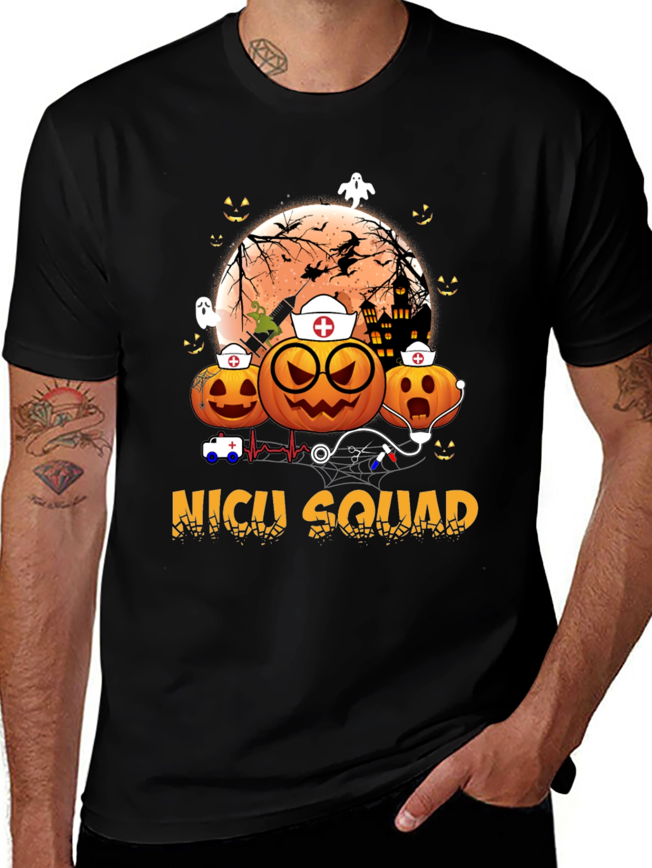 NICU Squad Halloween Nurse Pumpkin T-Shirt