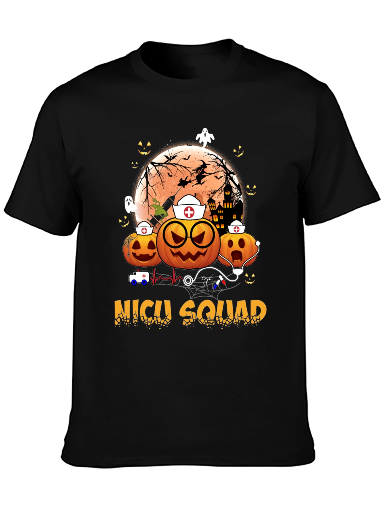 NICU Squad Halloween Nurse Pumpkin T-Shirt