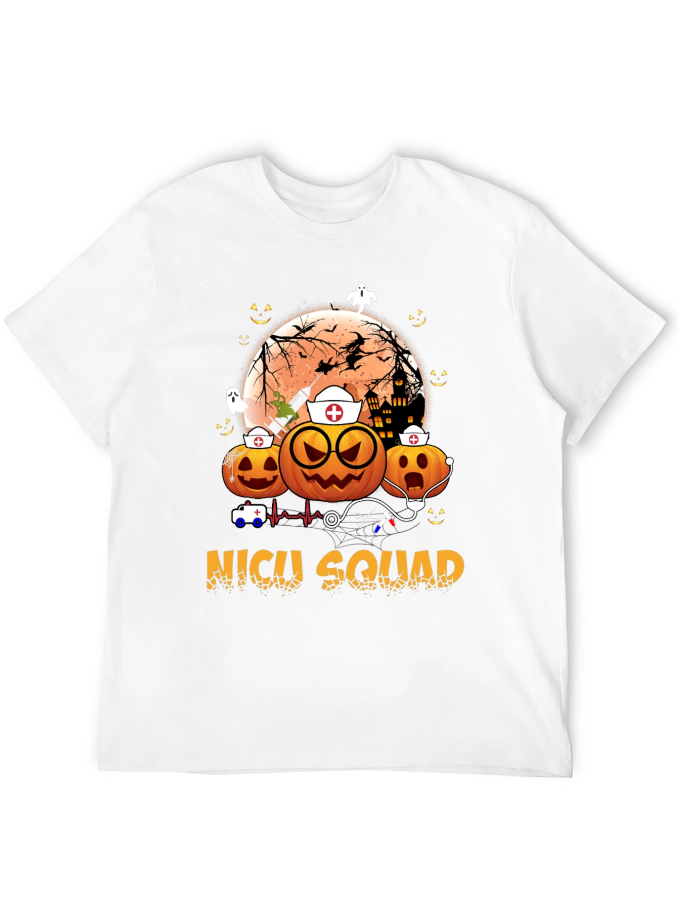 NICU Squad Halloween Nurse Pumpkin T-Shirt
