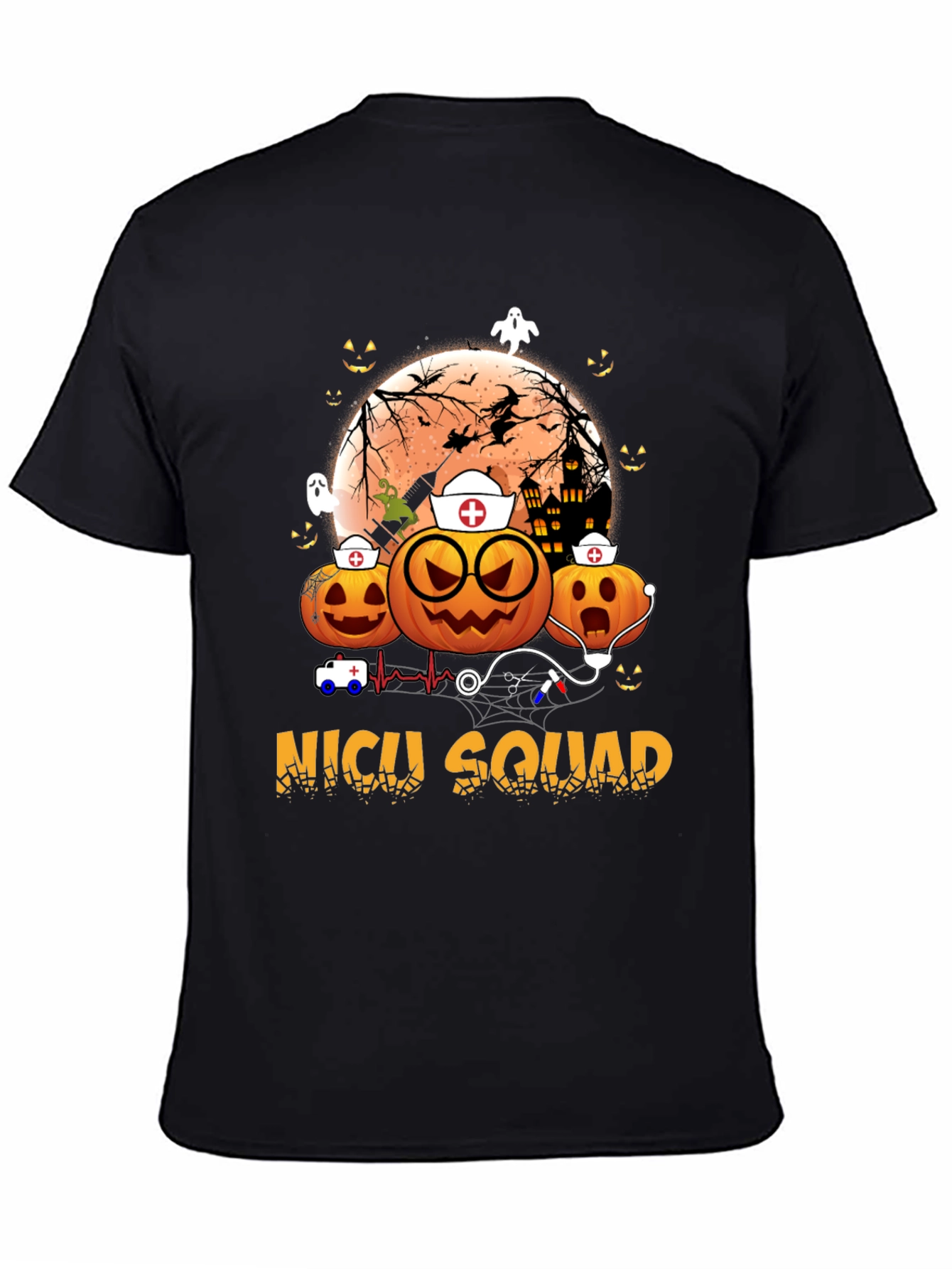 NICU Squad Halloween Nurse Pumpkin T-Shirt