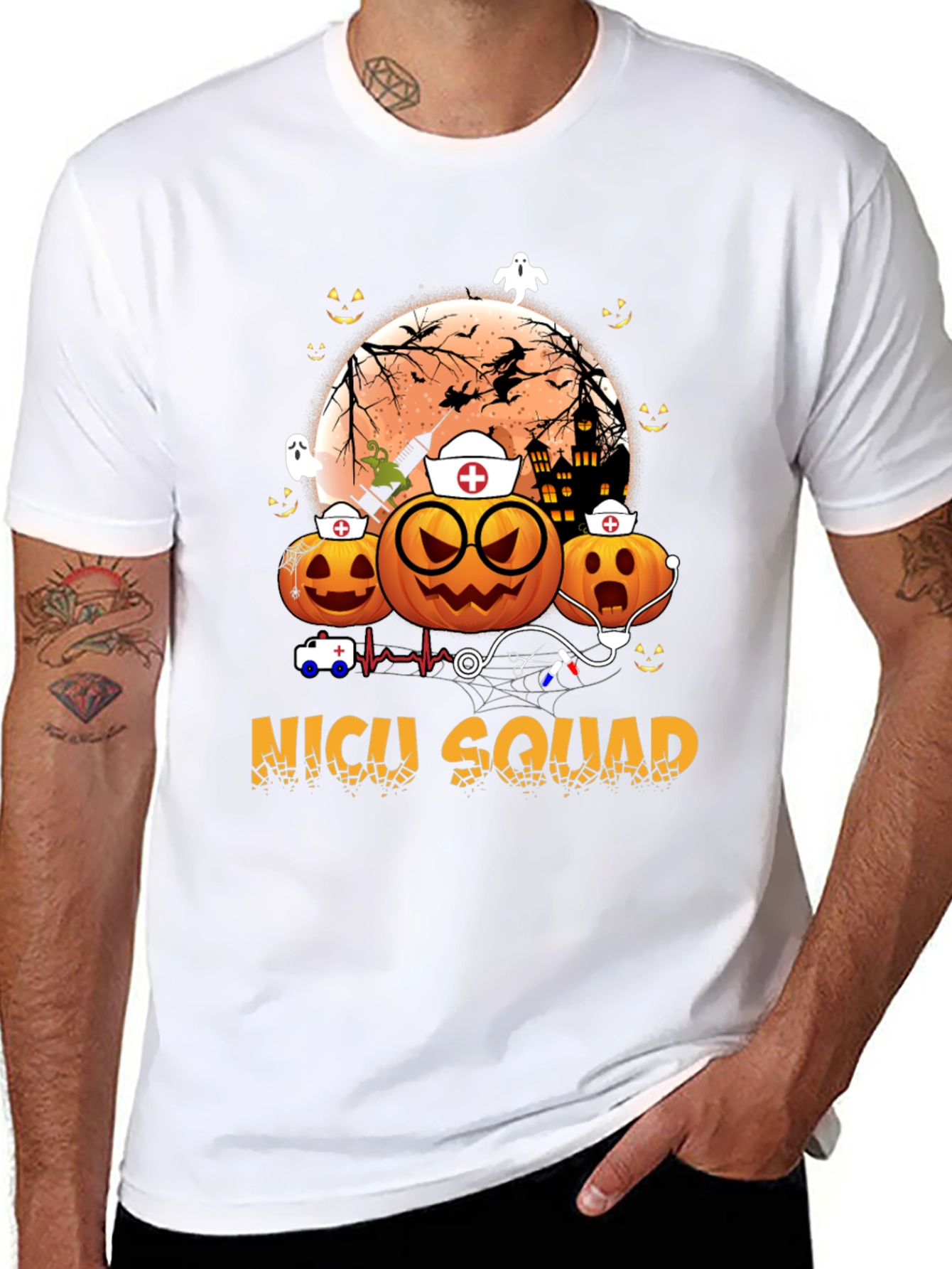 NICU Squad Halloween Nurse Pumpkin T-Shirt