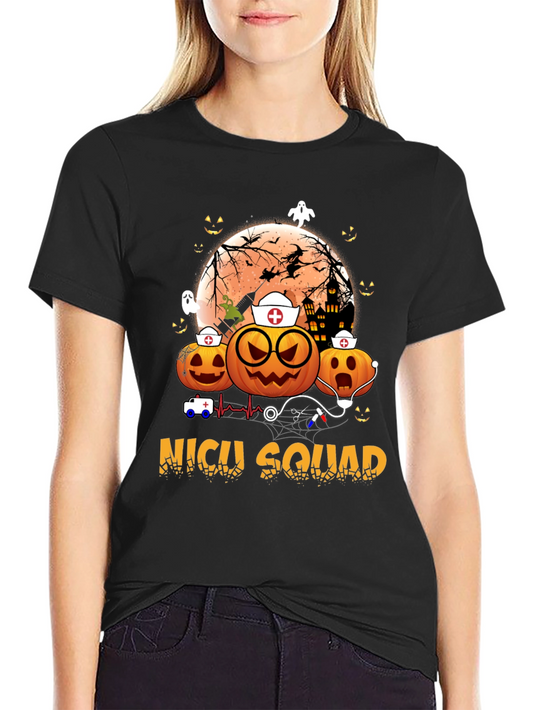 NICU Squad Halloween Nurse Pumpkin T-Shirt