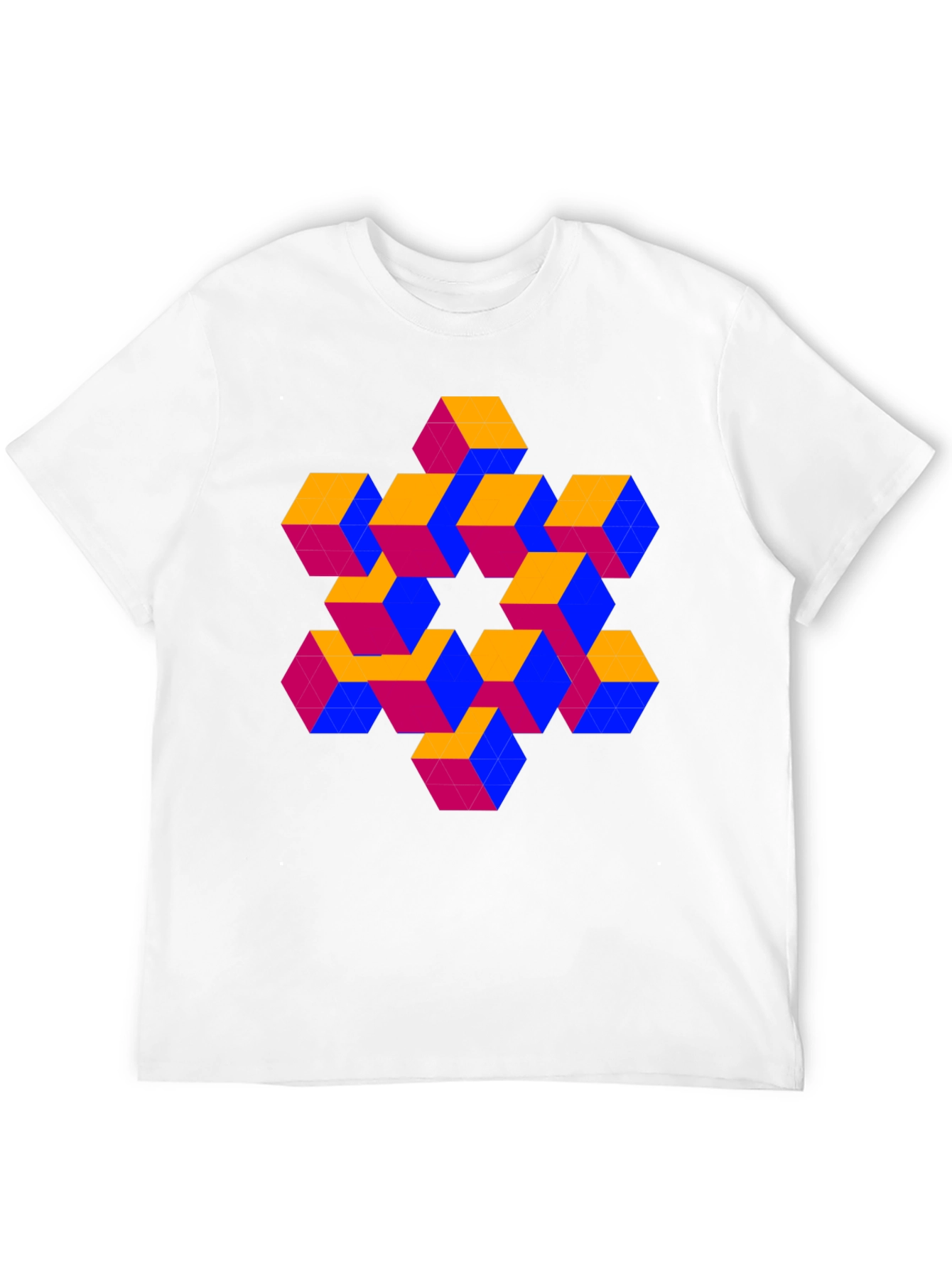 Optical Illusion Cube Pattern T-Shirt