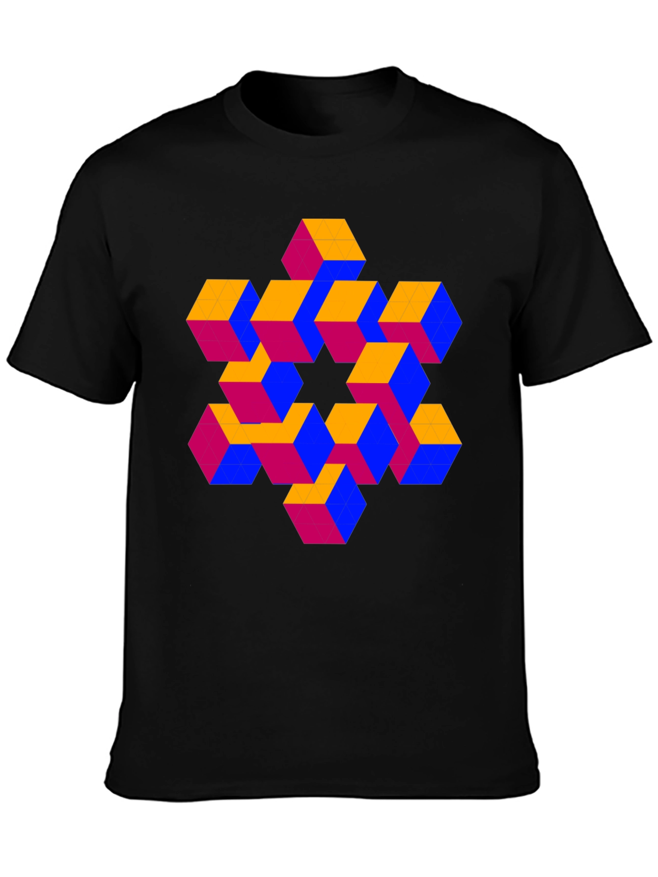 Optical Illusion Cube Pattern T-Shirt