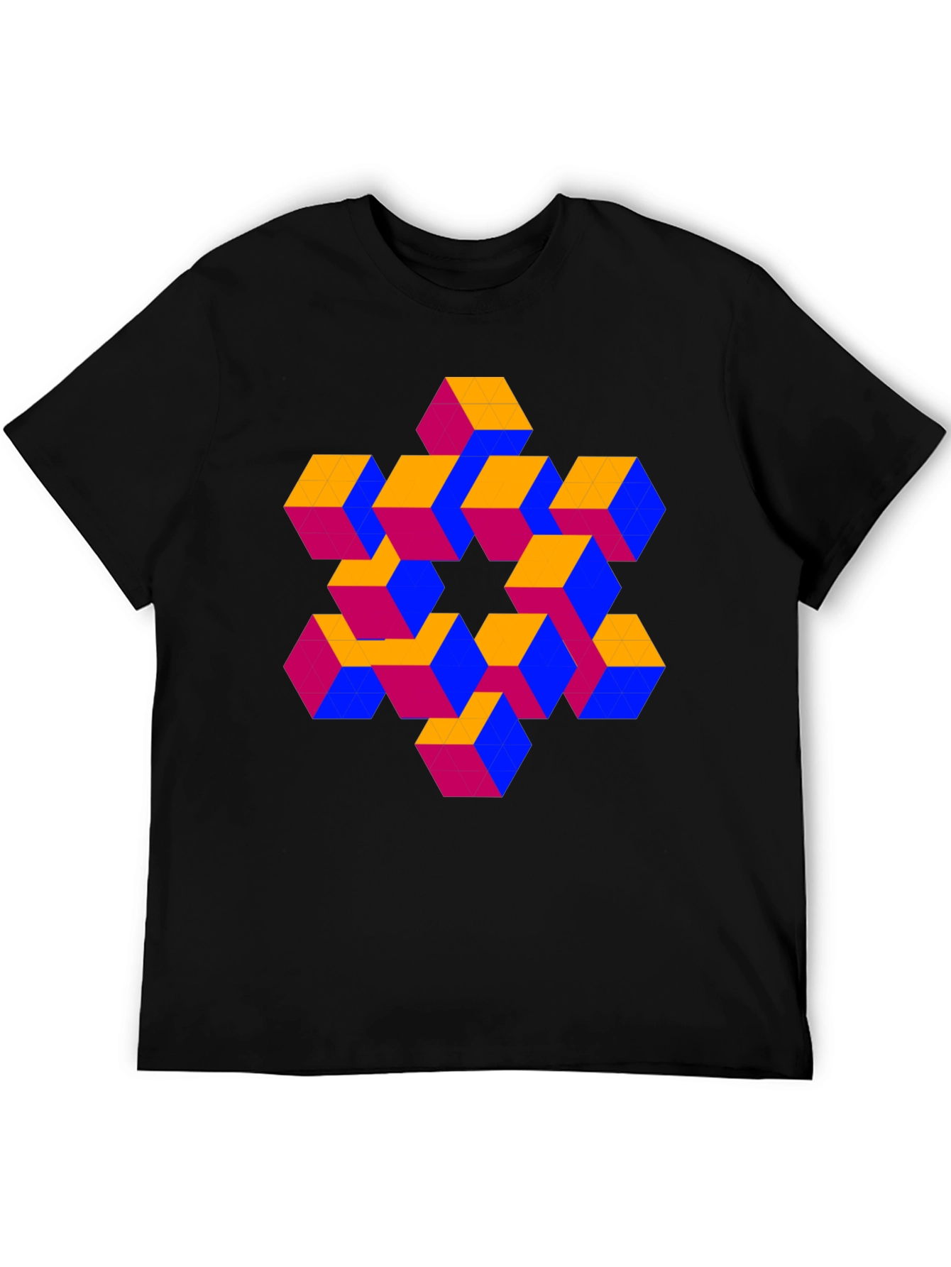 Optical Illusion Cube Pattern T-Shirt
