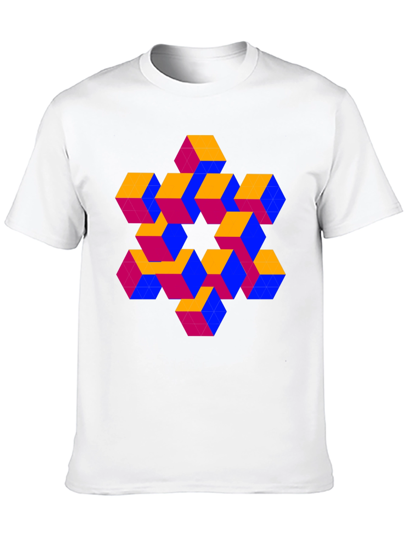 Optical Illusion Cube Pattern T-Shirt