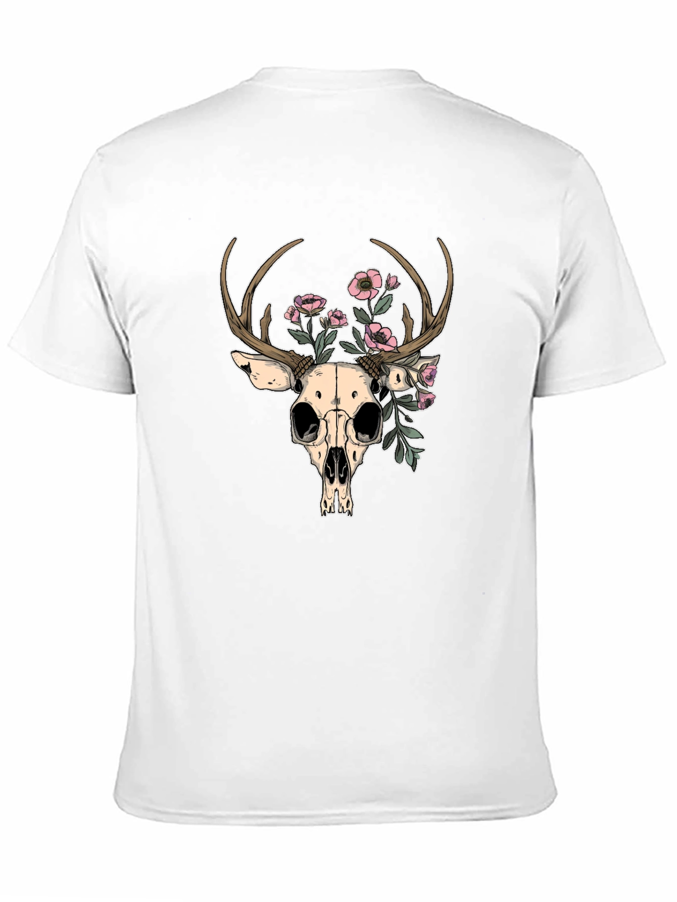 Deer Skull Floral Graphic T-Shirt