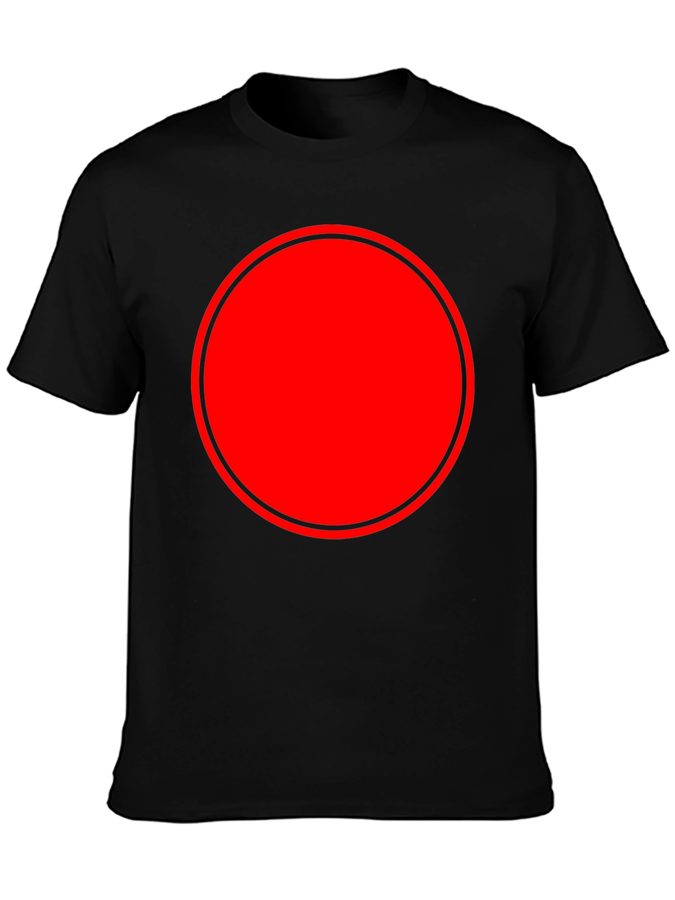 Modern Red Circle Graphic Black T-Shirt