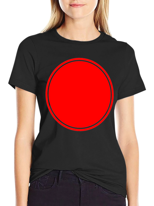 Modern Red Circle Graphic Black T-Shirt
