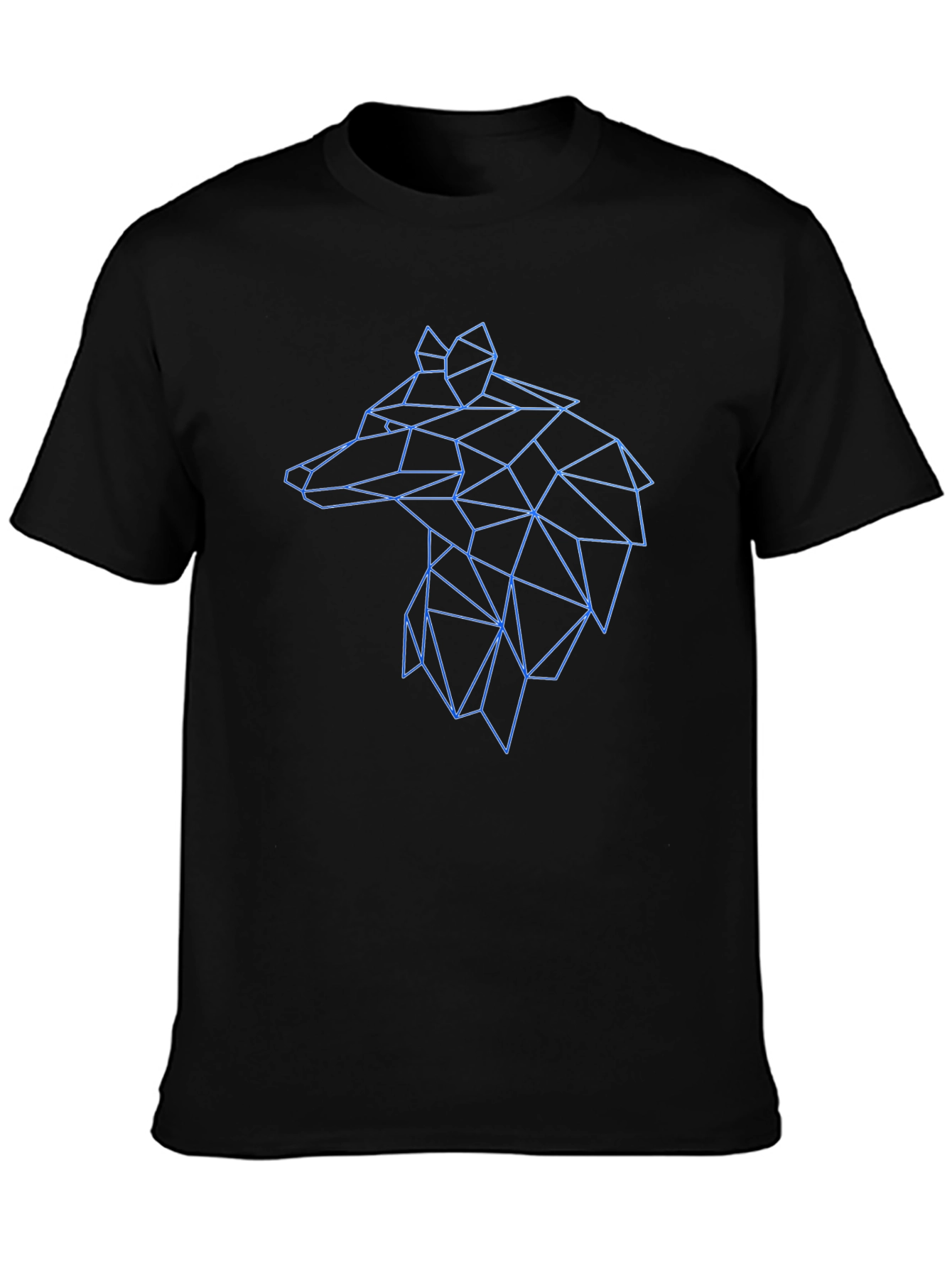 Geometric Wolf Head Graphic Black Tee