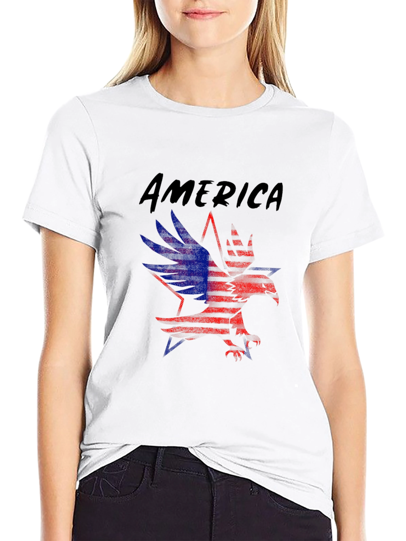 Patriotic America Eagle Graphic T-Shirt