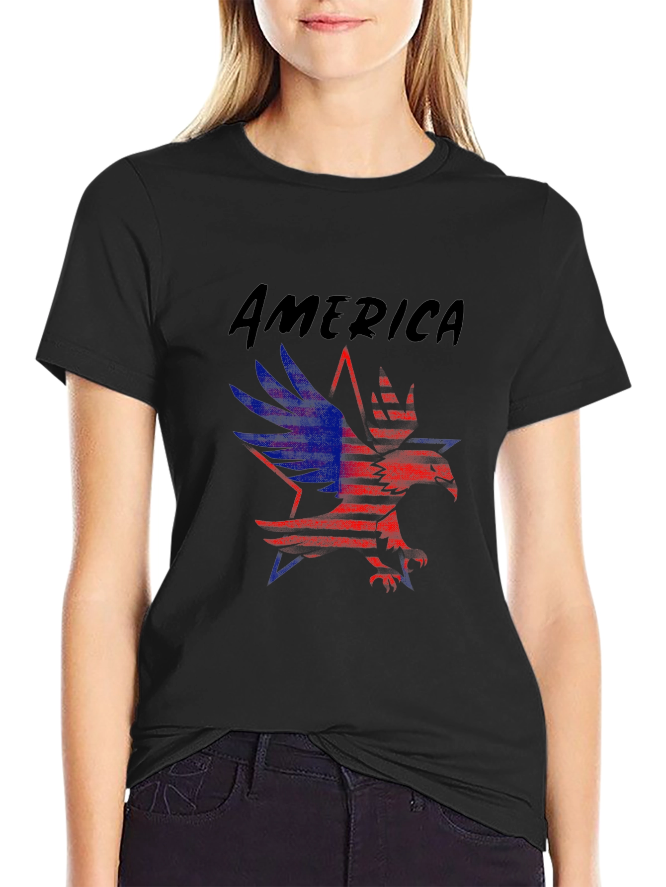 Patriotic America Eagle Graphic T-Shirt