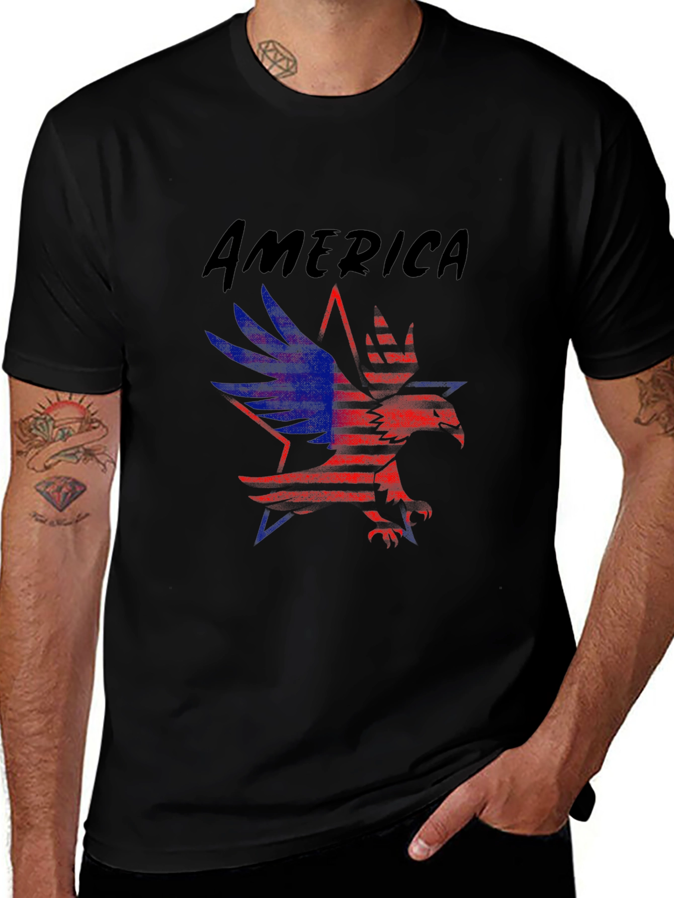 Patriotic America Eagle Graphic T-Shirt