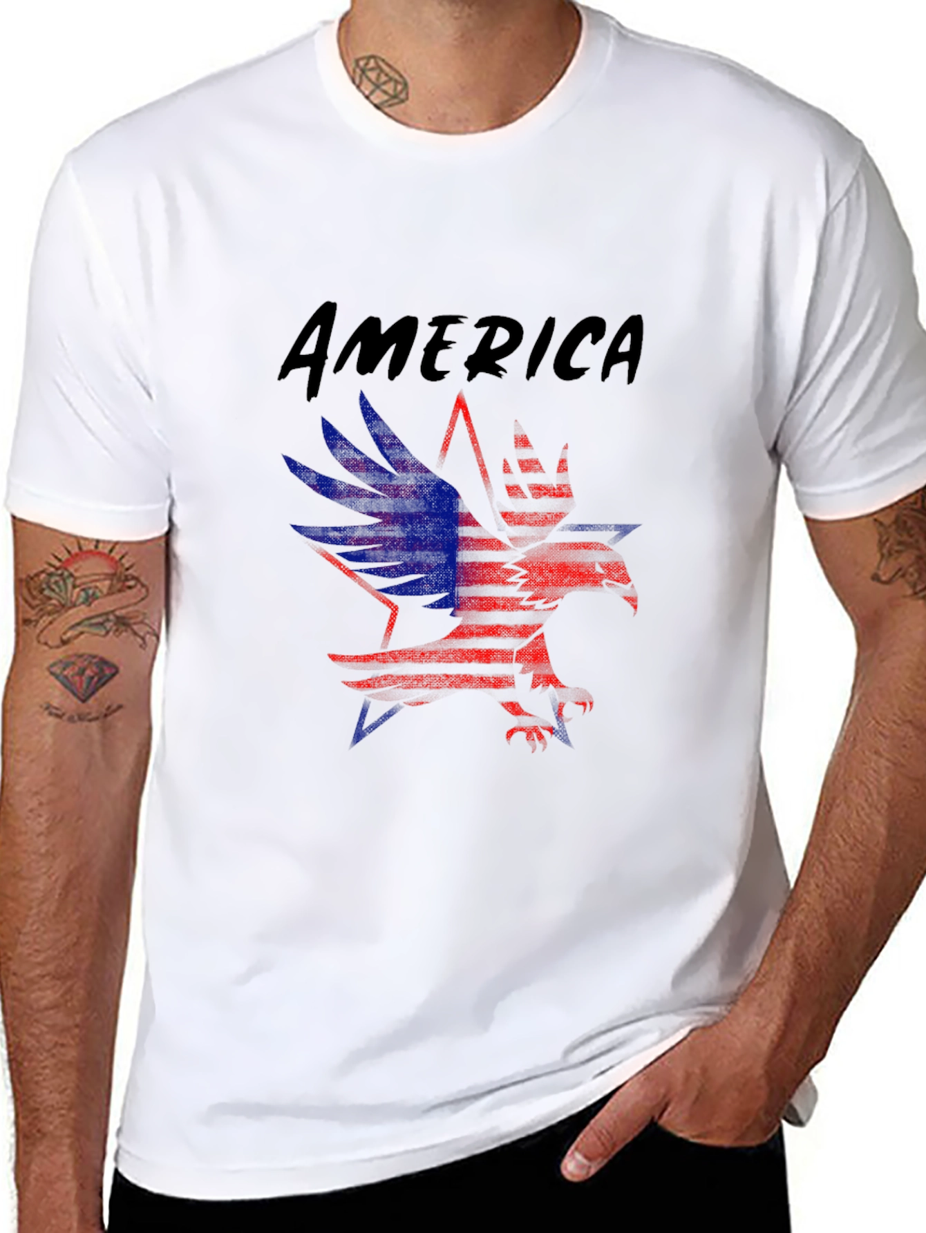 Patriotic America Eagle Graphic T-Shirt