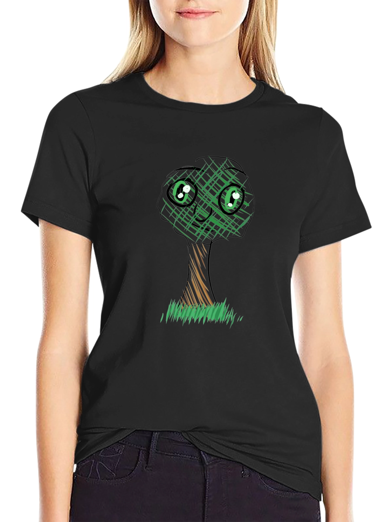 Cute Tree Graphic Tee - Black Unisex T-Shirt