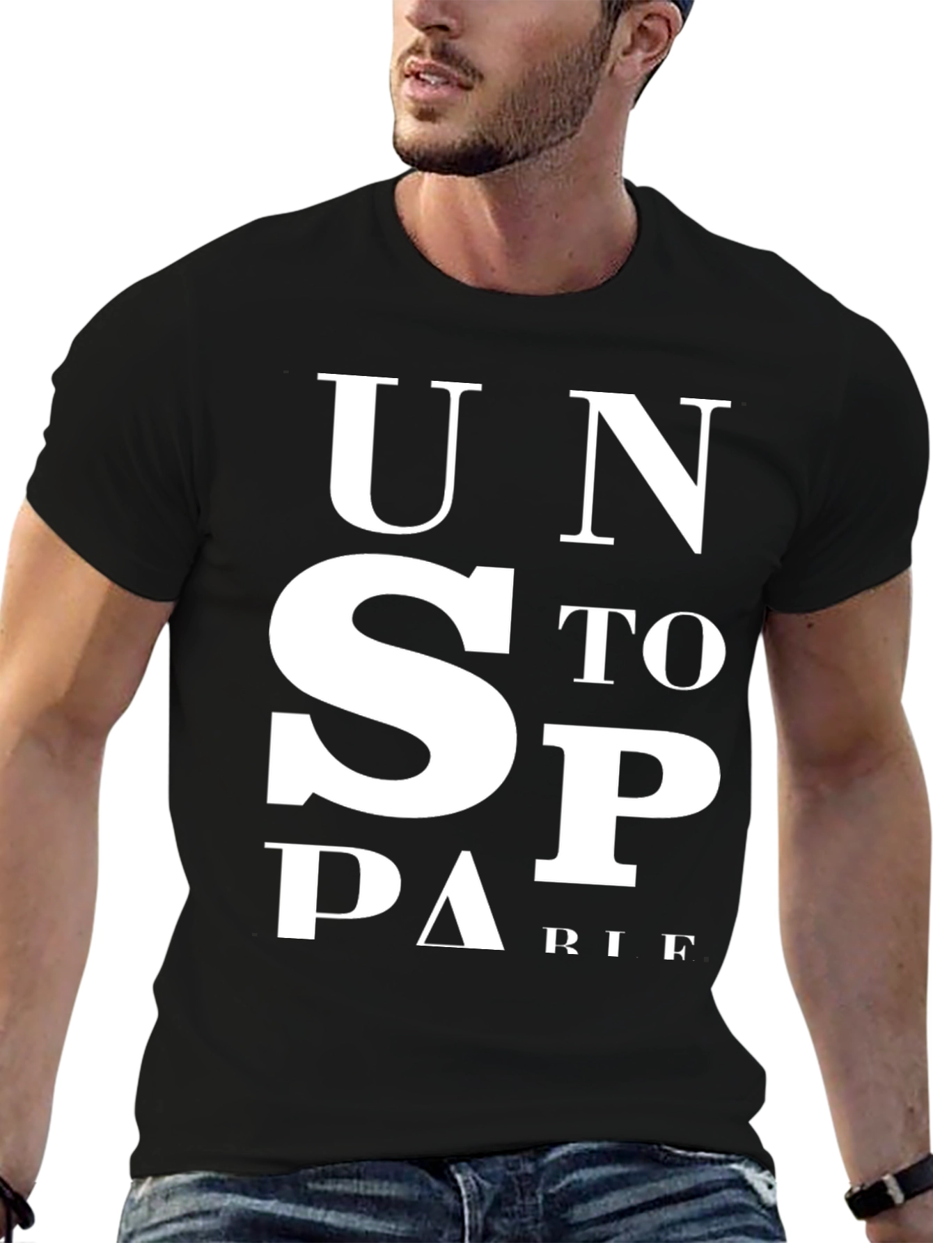 Unstoppable Mens Black Graphic T-Shirt
