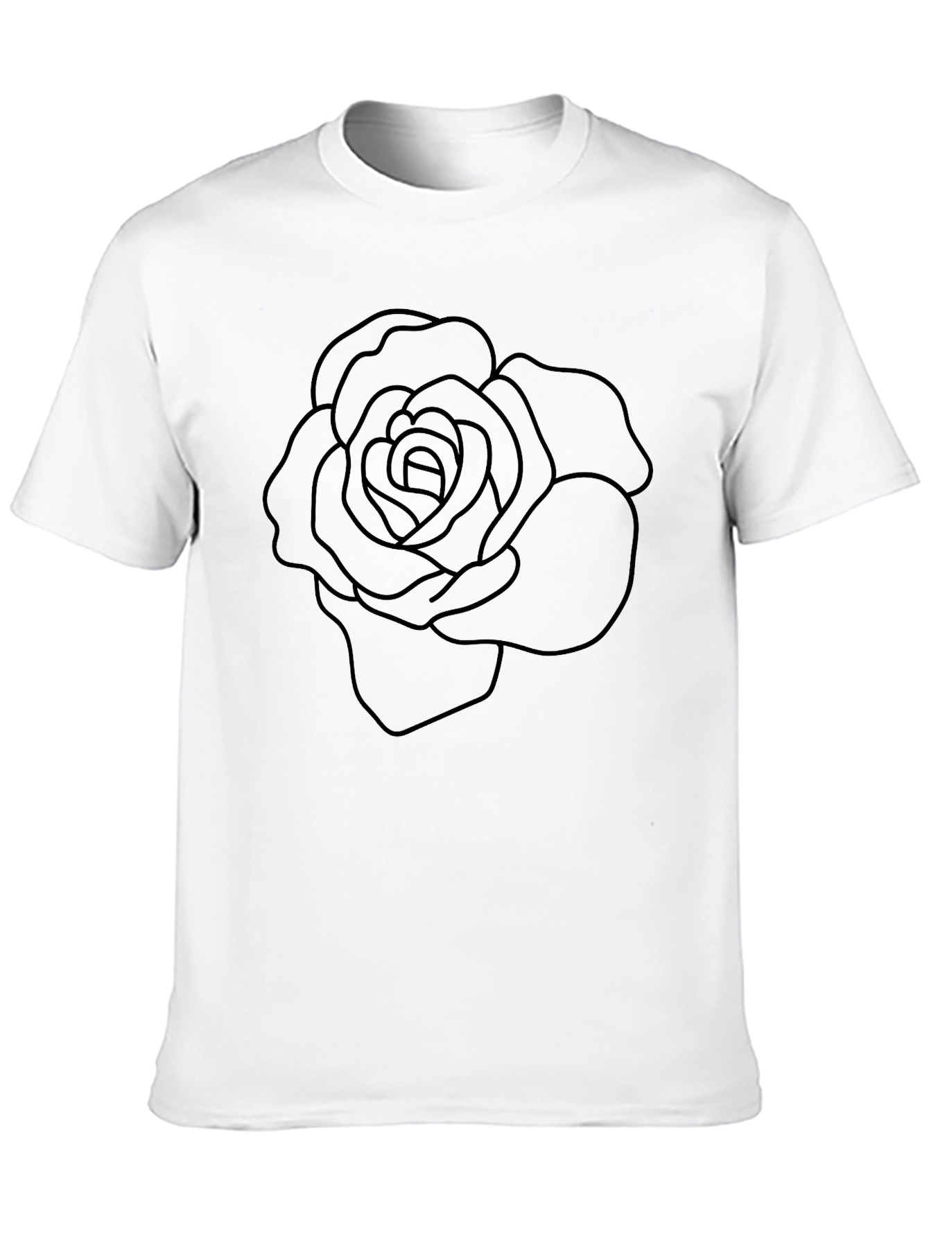 Black Rose Outline Graphic Tee - Mens Casual T-Shirt