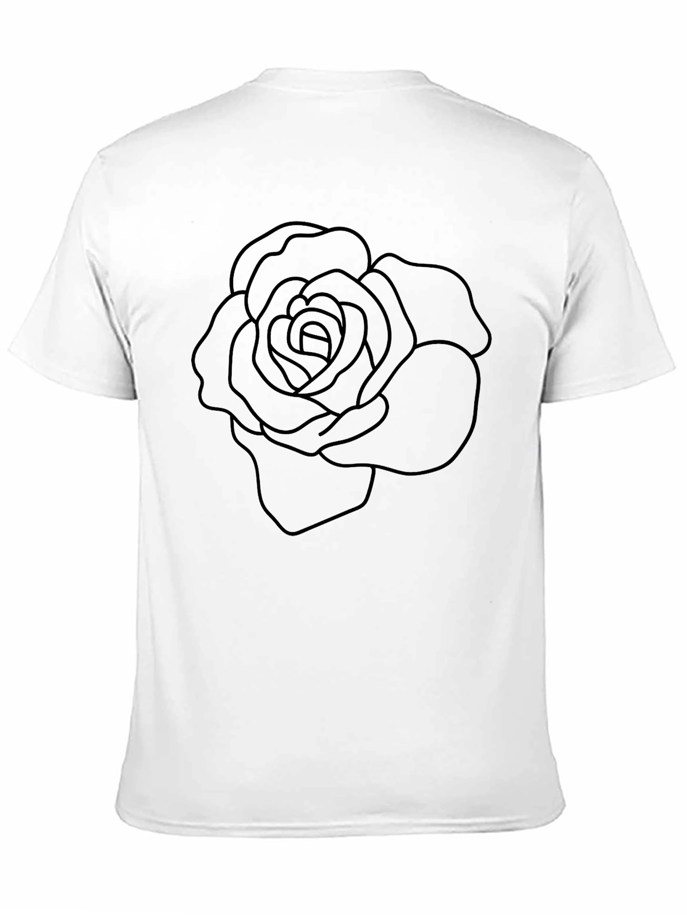 Black Rose Outline Graphic Tee - Mens Casual T-Shirt