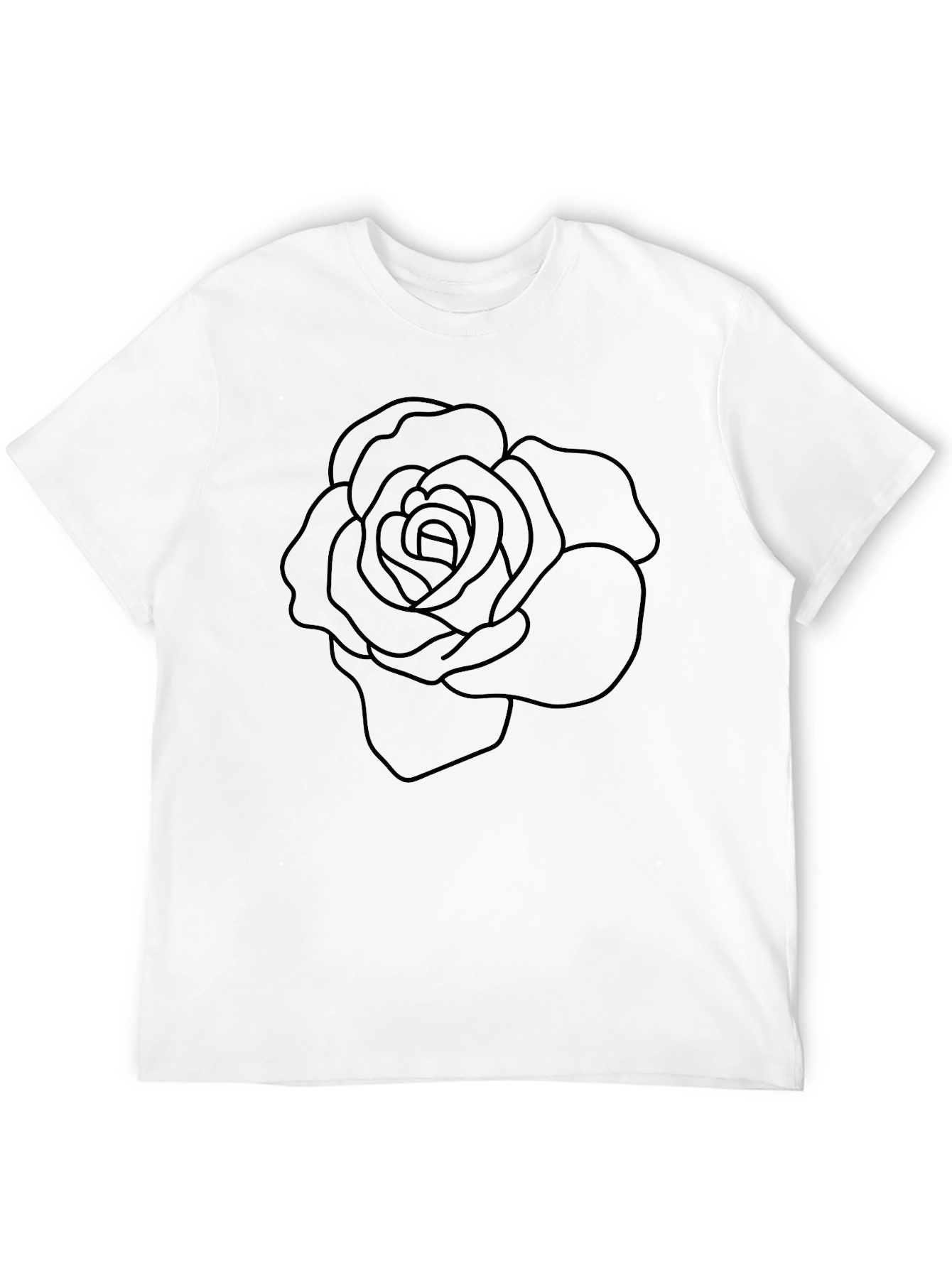 Black Rose Outline Graphic Tee - Mens Casual T-Shirt