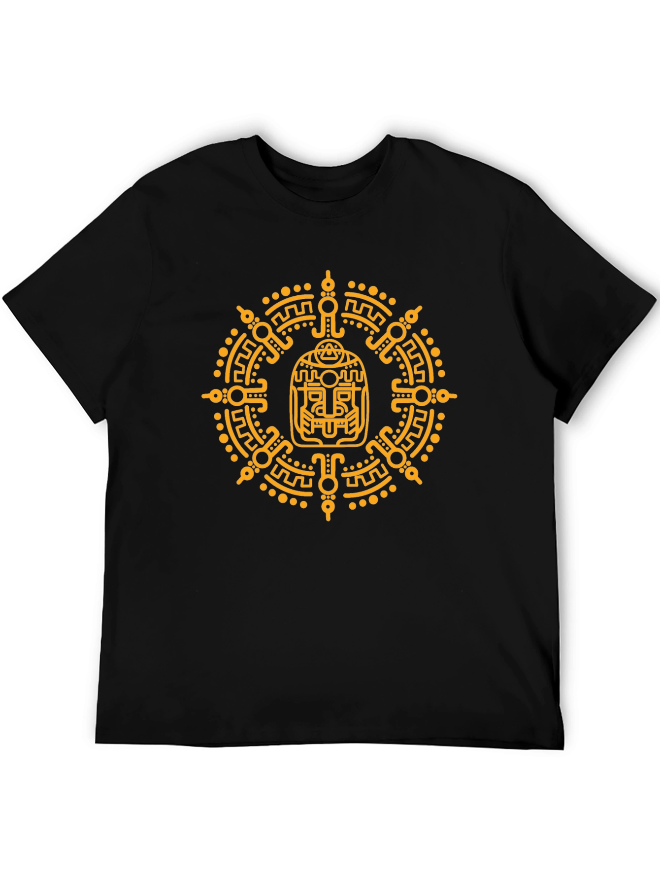 Aztec Glyph Graphic Print T-Shirt - Black