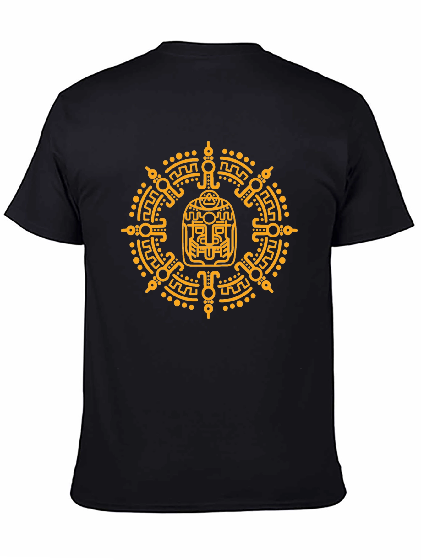 Aztec Glyph Graphic Print T-Shirt - Black