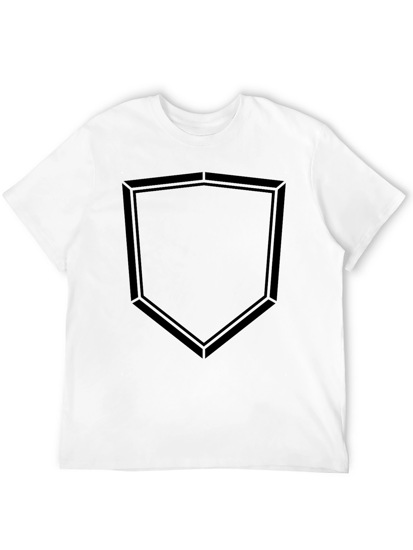 Minimalist Black T-Shirt with Geometric Shield Design