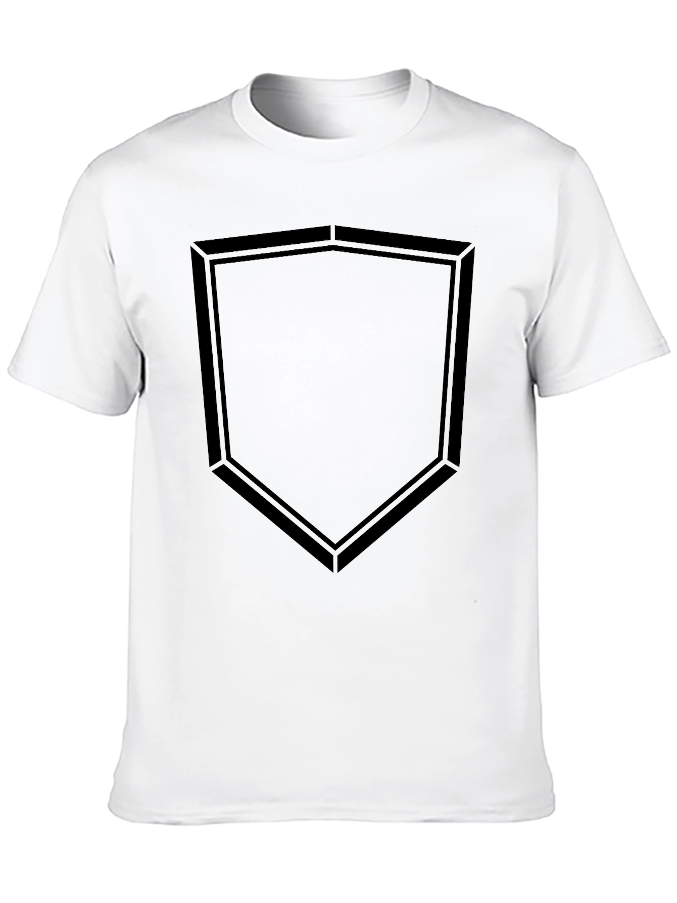 Minimalist Black T-Shirt with Geometric Shield Design