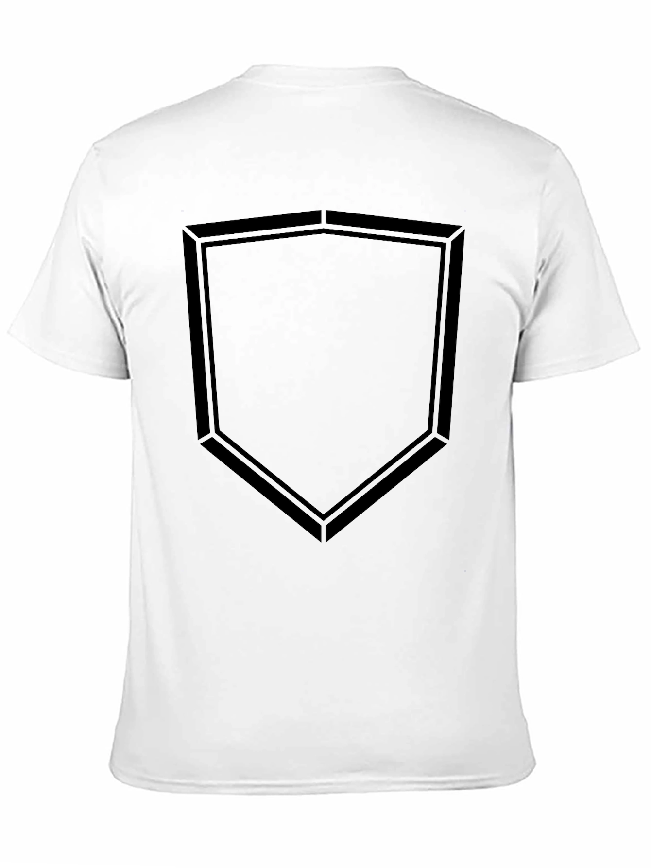 Minimalist Black T-Shirt with Geometric Shield Design