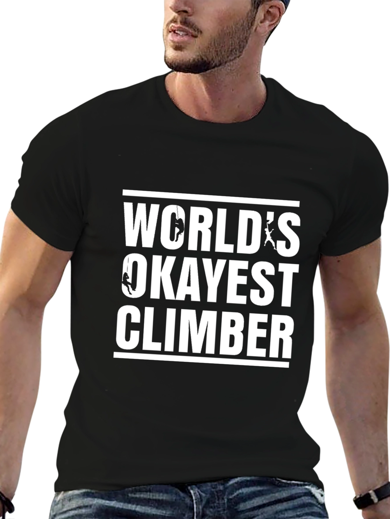 Worlds Okayest Climber Black T-Shirt