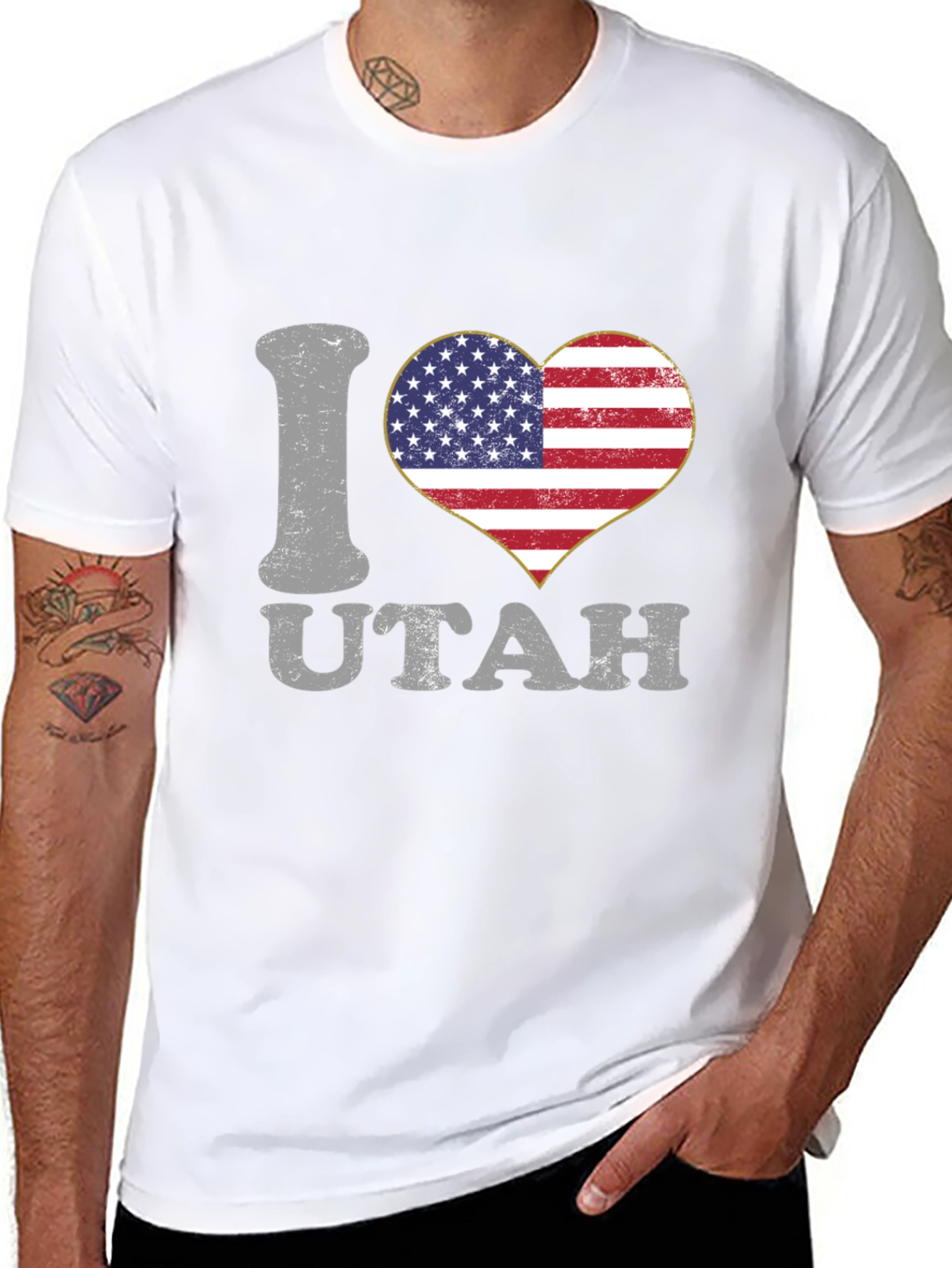 I Love Utah American Flag Heart T-Shirt