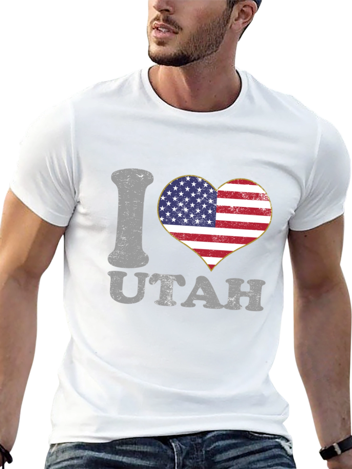I Love Utah American Flag Heart T-Shirt