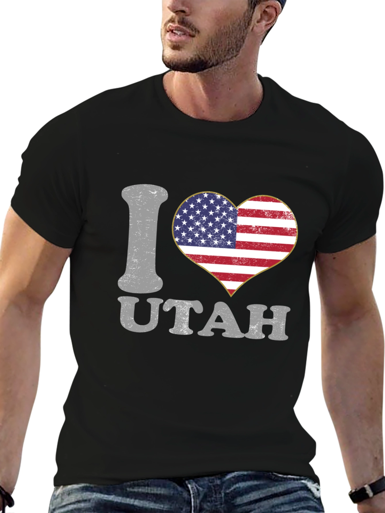 I Love Utah American Flag Heart T-Shirt