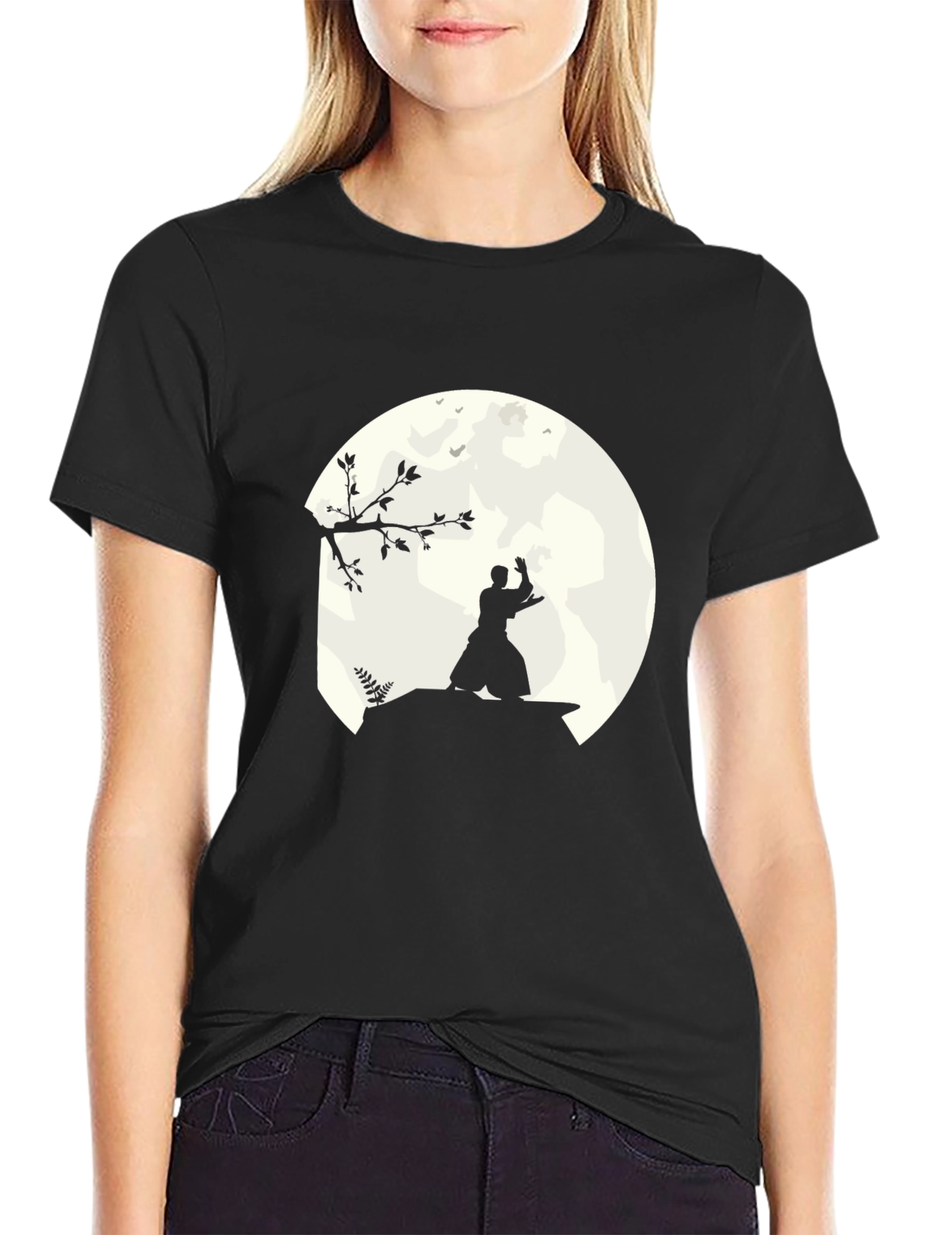 Samurai Moon Black T-Shirt