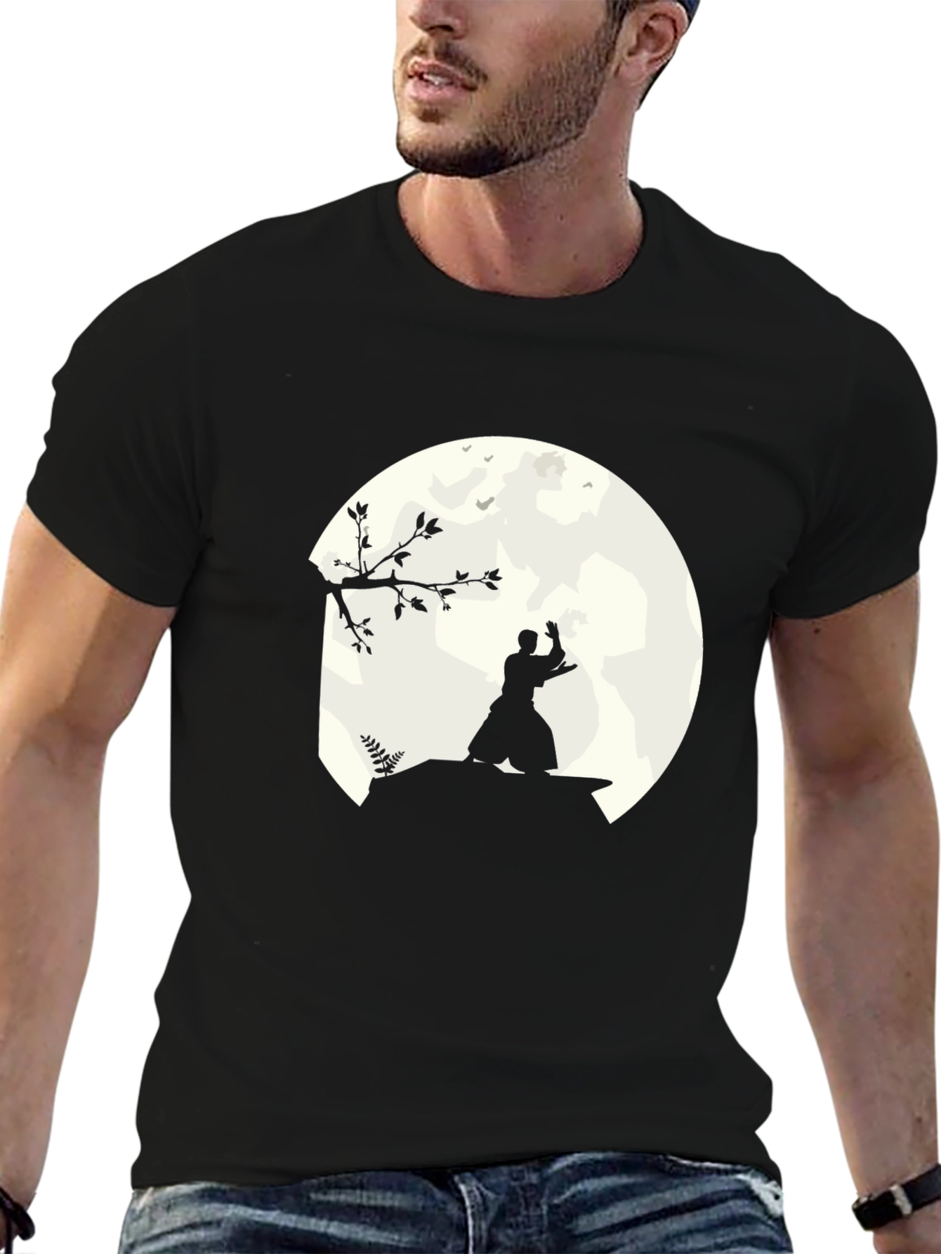 Samurai Moon Black T-Shirt