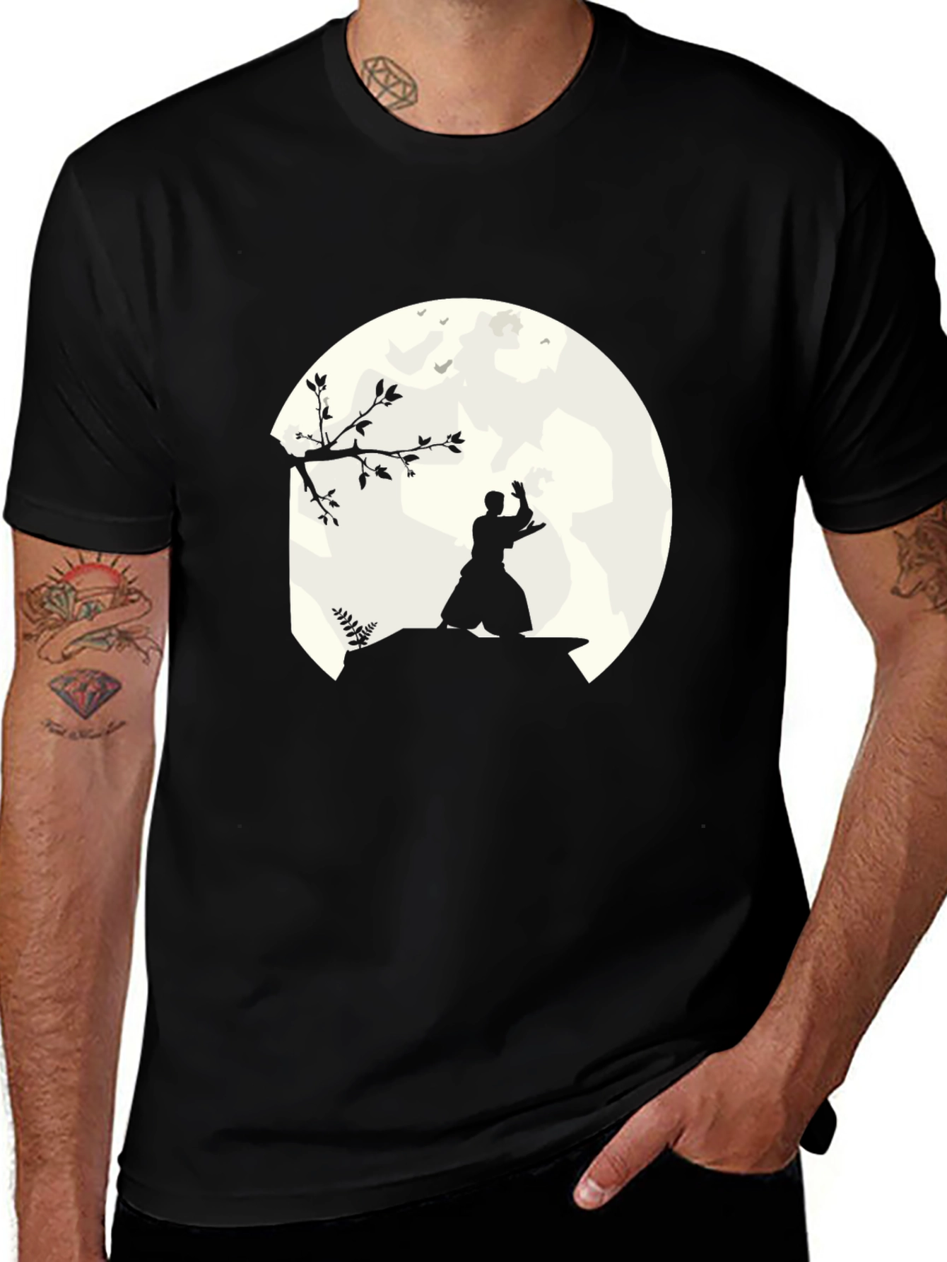 Samurai Moon Black T-Shirt