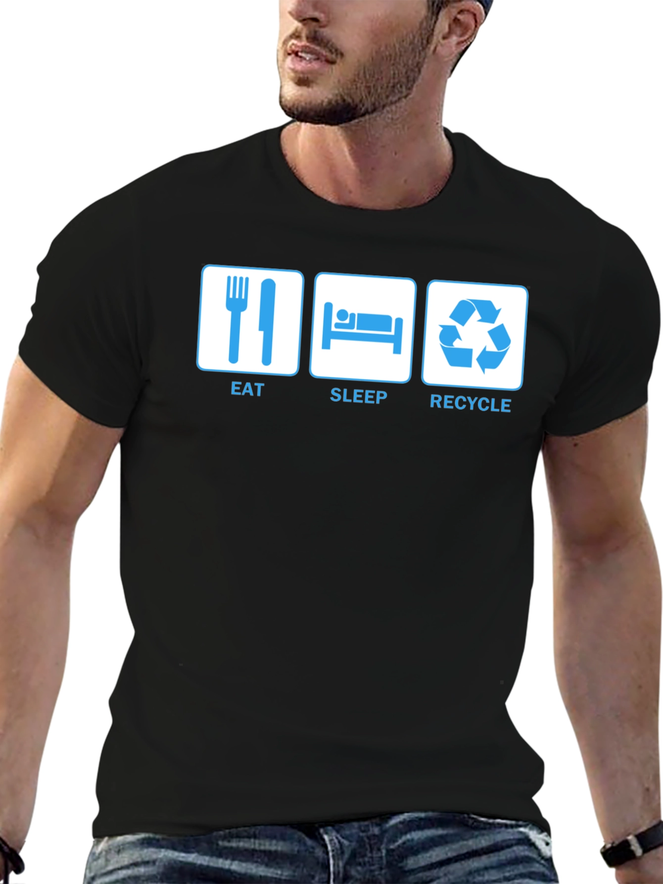 Eat Sleep Recycle T-Shirt - Funny Environmental Tee