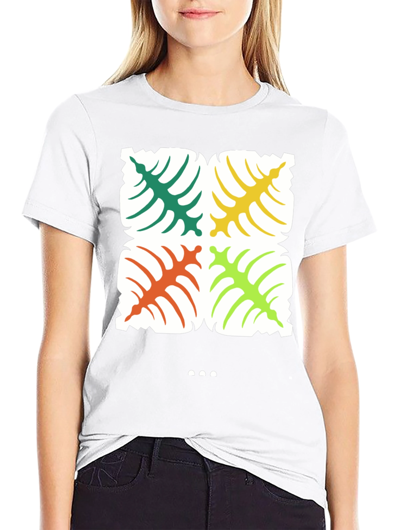Tropical Leaf Print Black T-Shirt