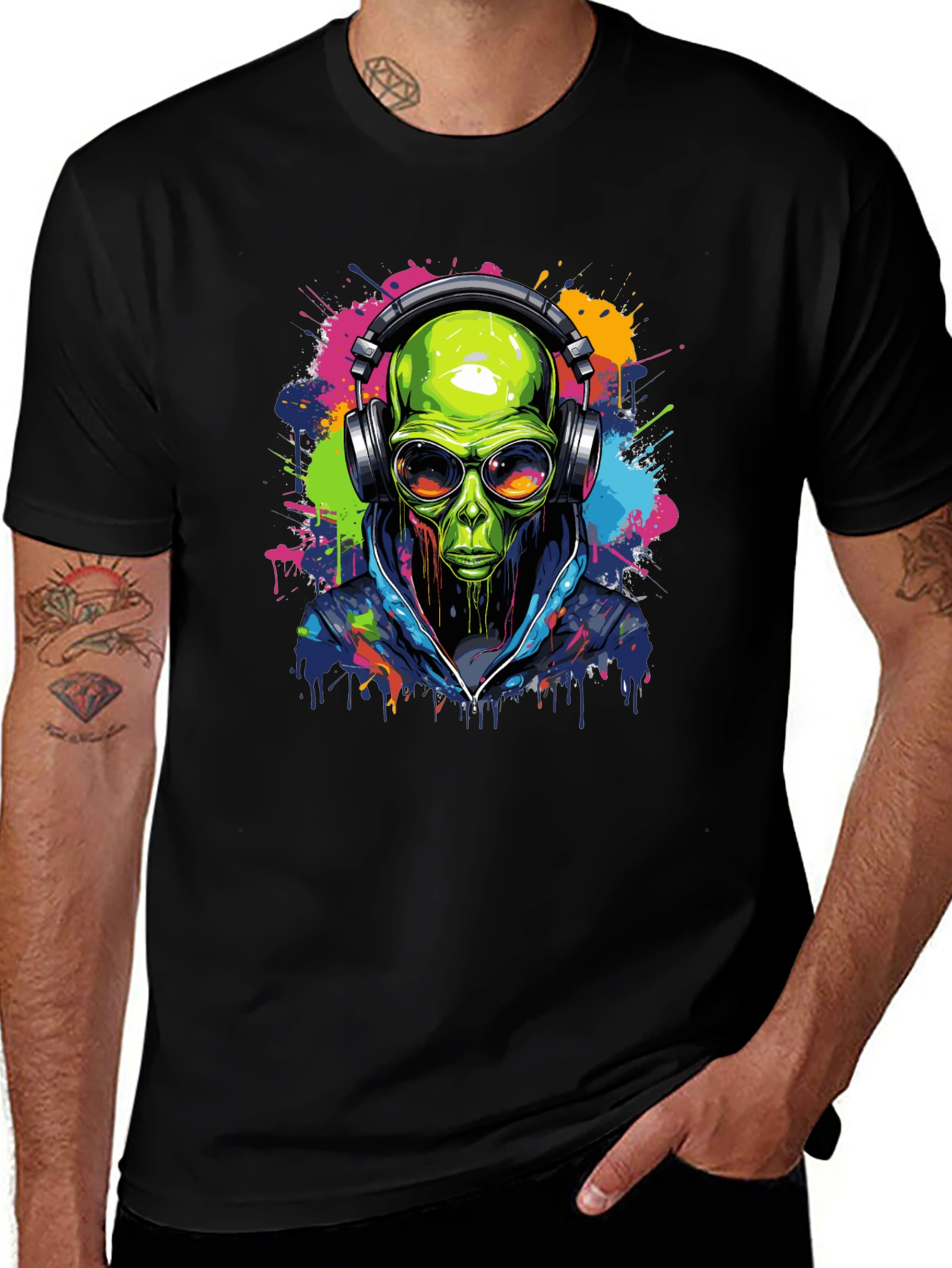Alien DJ Graphic Tee - Black T-Shirt
