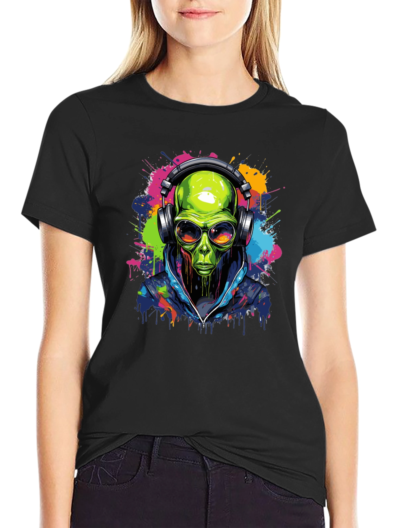 Alien DJ Graphic Tee - Black T-Shirt