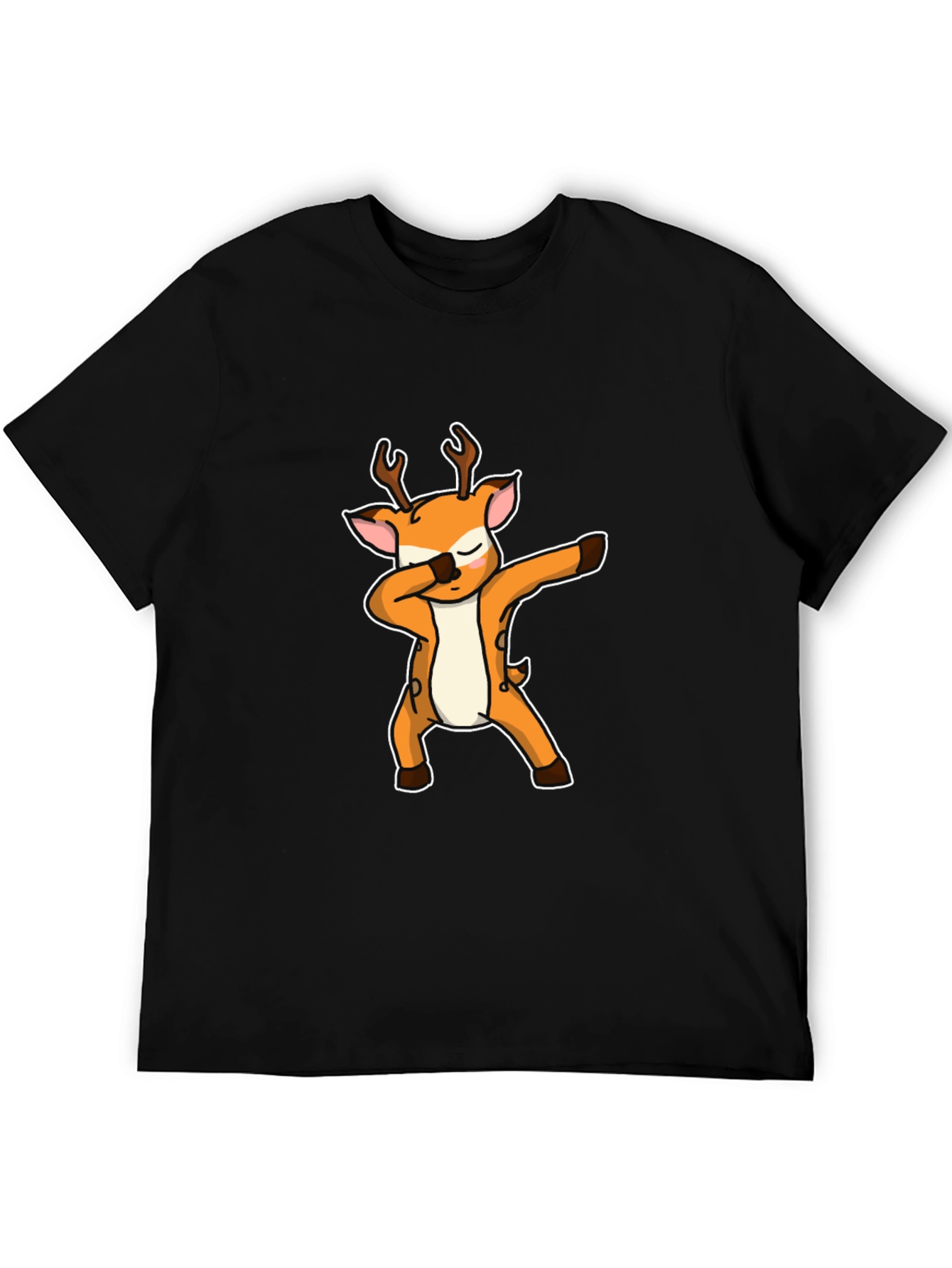 Dabbing Deer Graphic Tee - Black Cotton Casual Shirt